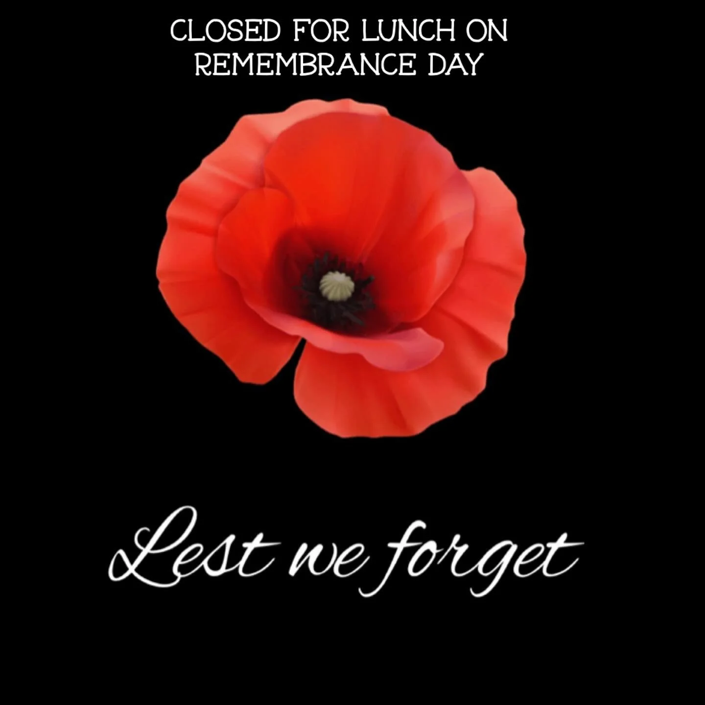 REMEMBRANCE DAY HOURS 

Gino&rsquo;s will be closed for lunch on Tuesday, November 11, to observe Remembrance Day. 
We will open at 4 PM.

Lest we forget. 

GINO&rsquo;S BUSINESS HOURS:
Sunday - Monday 4 - 9 PM
Tuesday - Wednesday 11 AM - 9 PM
Thursd
