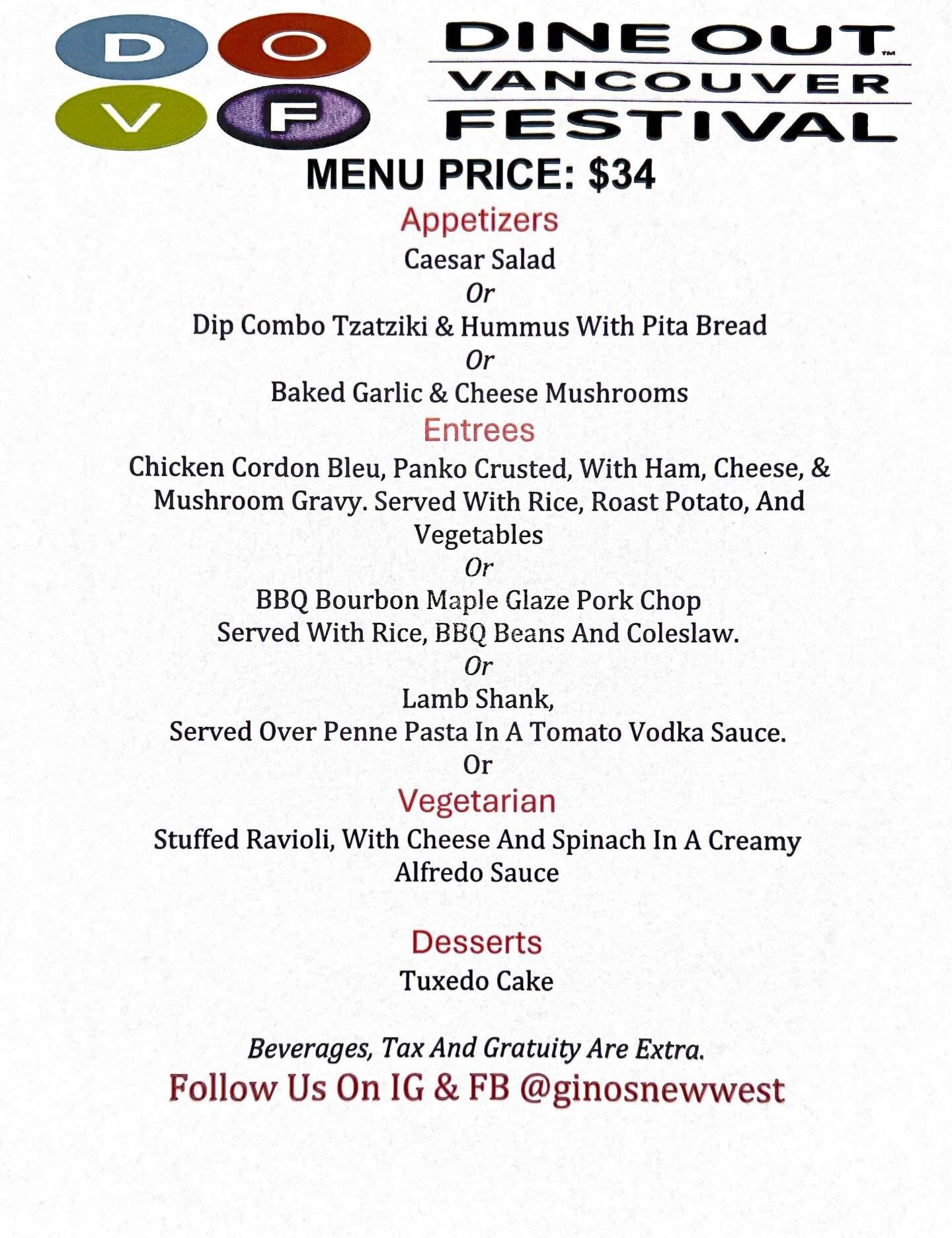 Dine Out Vancouver Festival @dineoutvanfest 
Enjoy your favourite dishes with friends and family. 
Call 604-525-1071 to book your table

#ginosnewwest #newwest #eatnewwest #DOVF
#newwestminster newwestpasta newwestpizza newwestcatering newwestrestaur