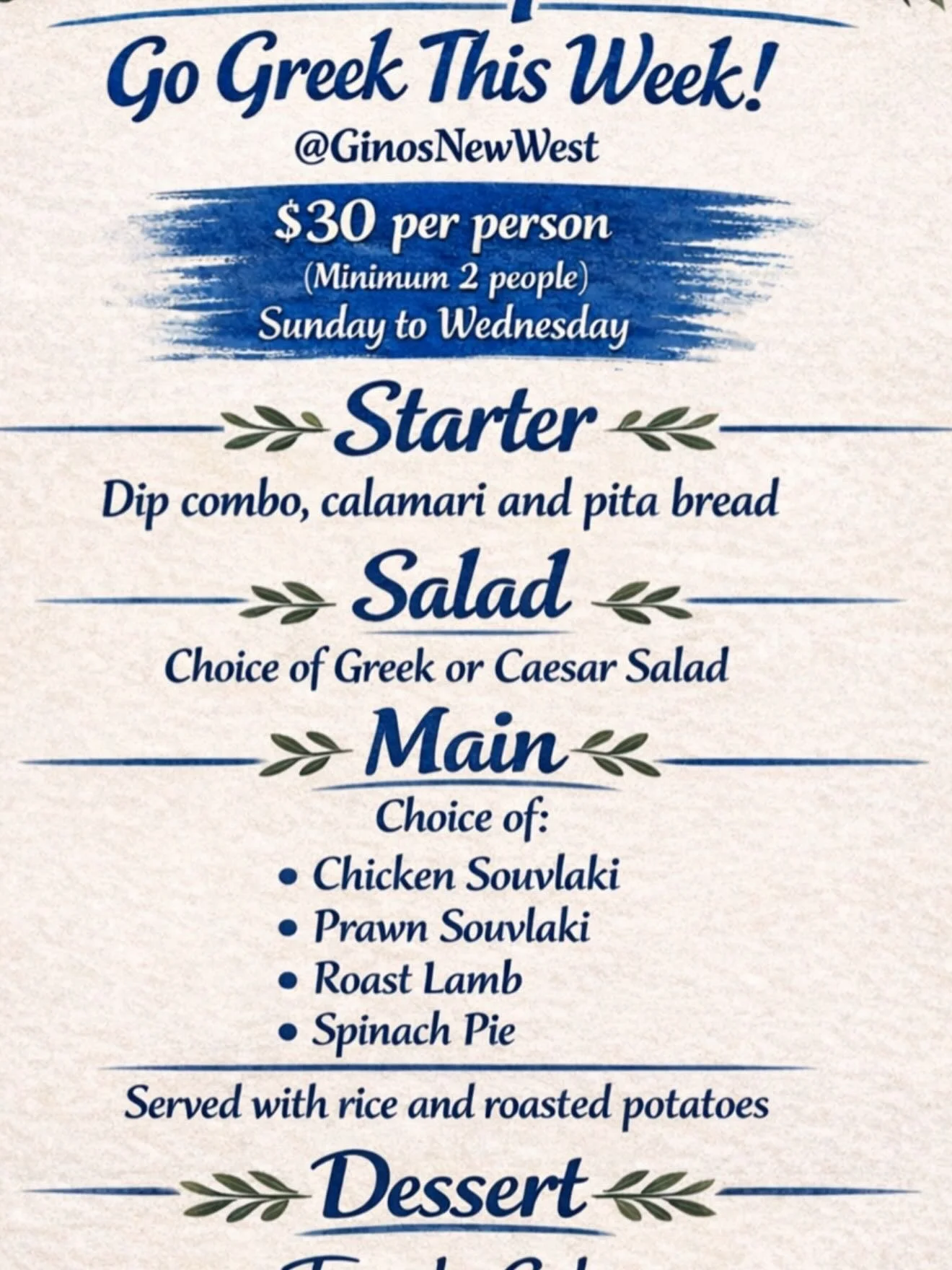 FRESHLY BAKED! Mama&rsquo;s been up early prepping in the kitchen! Her fresh out of the oven, made from scratch spanakopita (spinach pies) might not last until we open!
They&rsquo;re hard to resist! Full of creamy feta and spinach, wrapped in crispy 