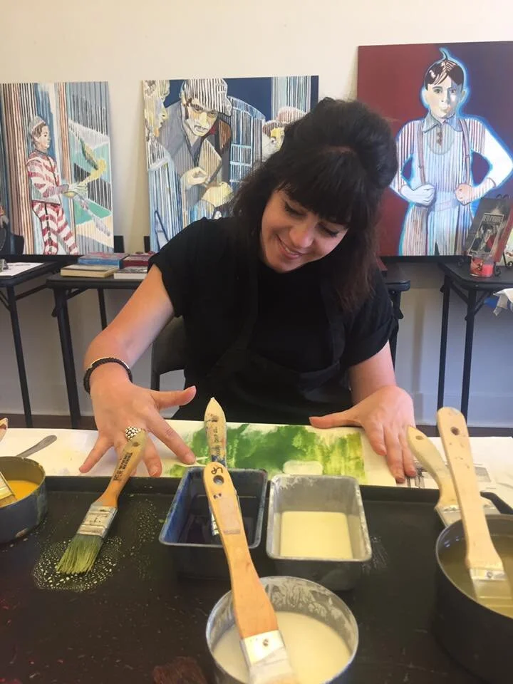 Private Encaustic Workshops and Group Encaustic Classes in San Diego  with Artist Leslie Pierce Studio