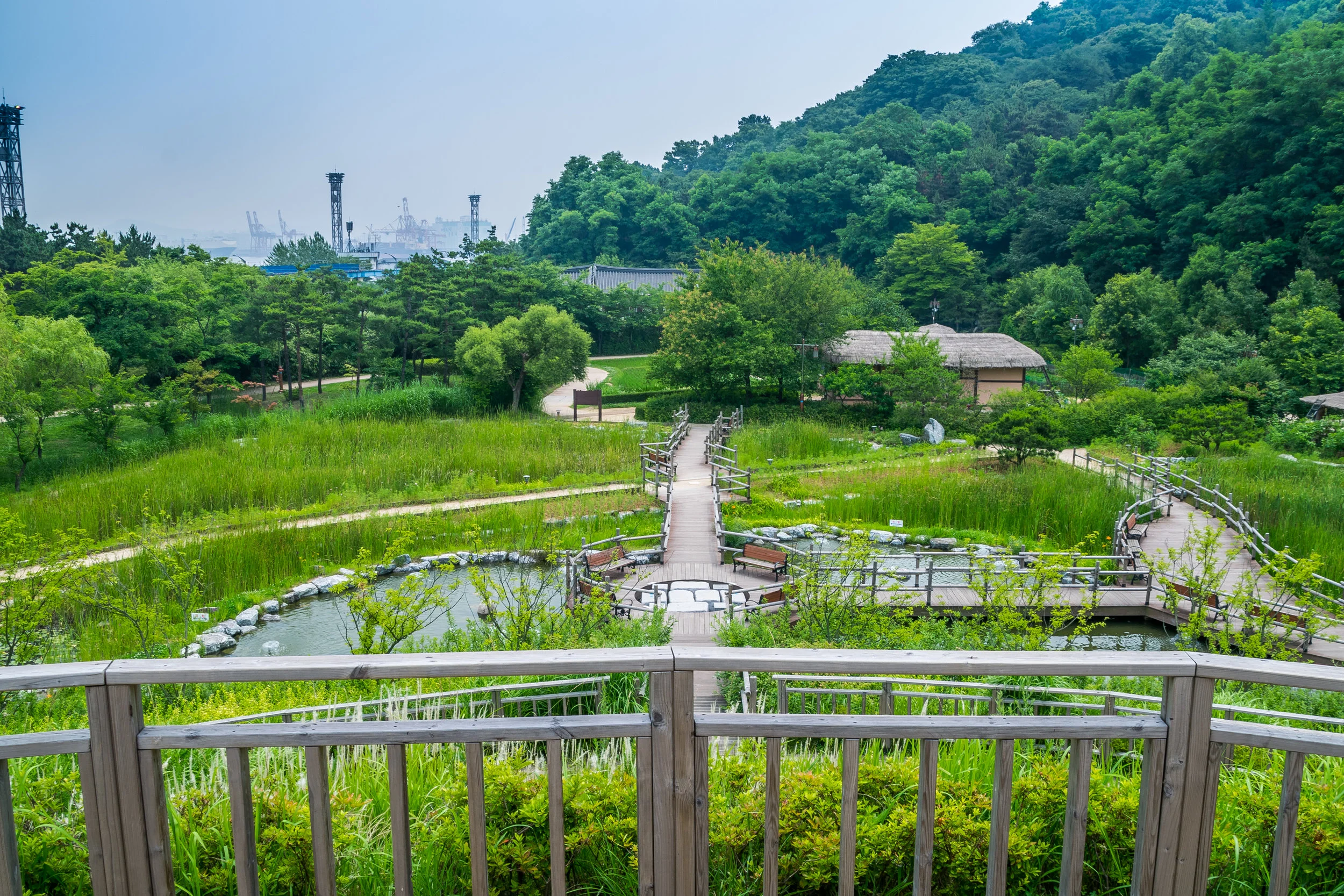One view from atop a pavilion. So much greenery!