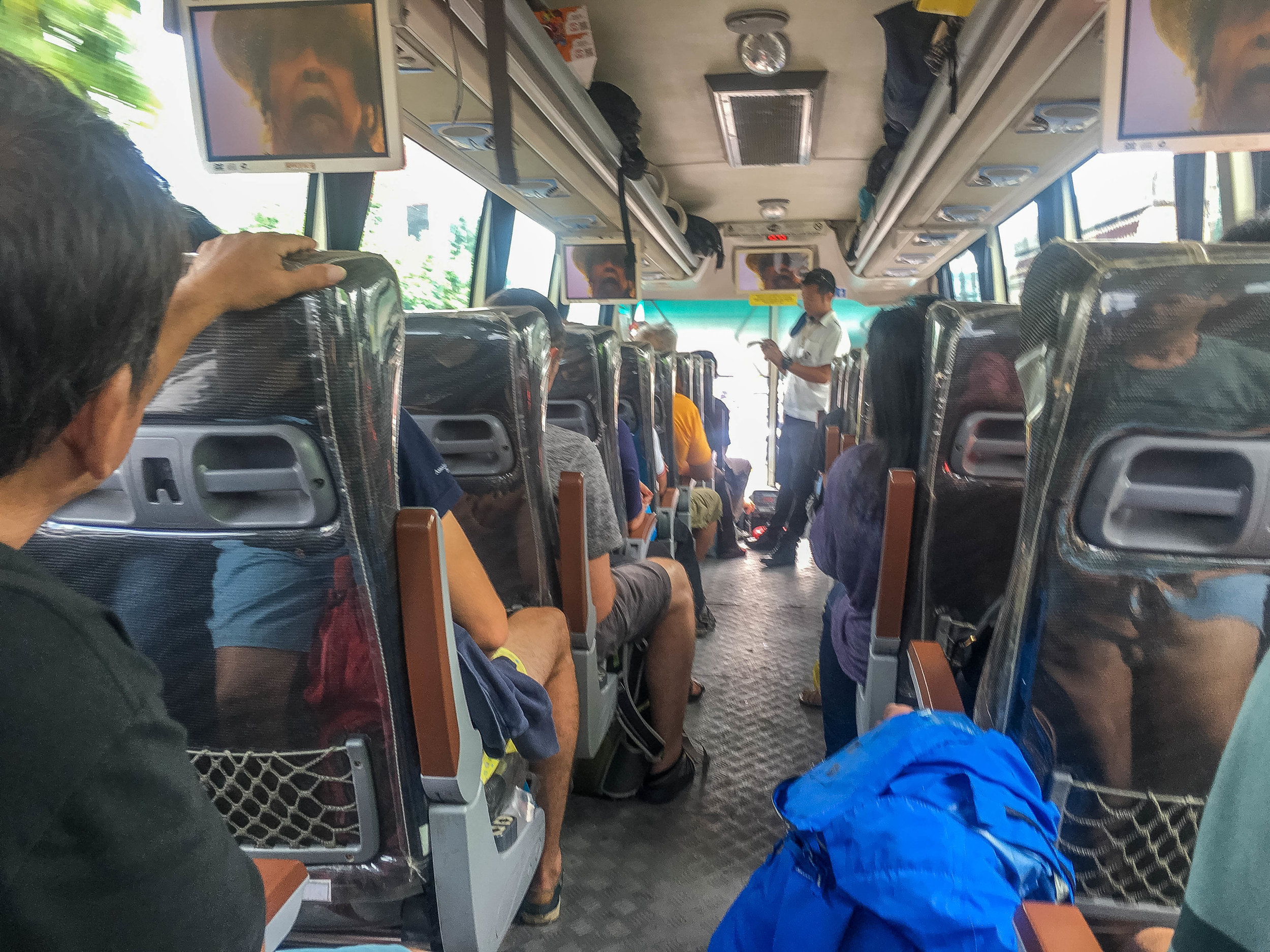 The bus stopped numerous times for anyone on the side of the road who needed a ride. The man standing at the front asked where you were going, wrote you a ticket and you paid on the bus. We saw some interesting thing for sure!