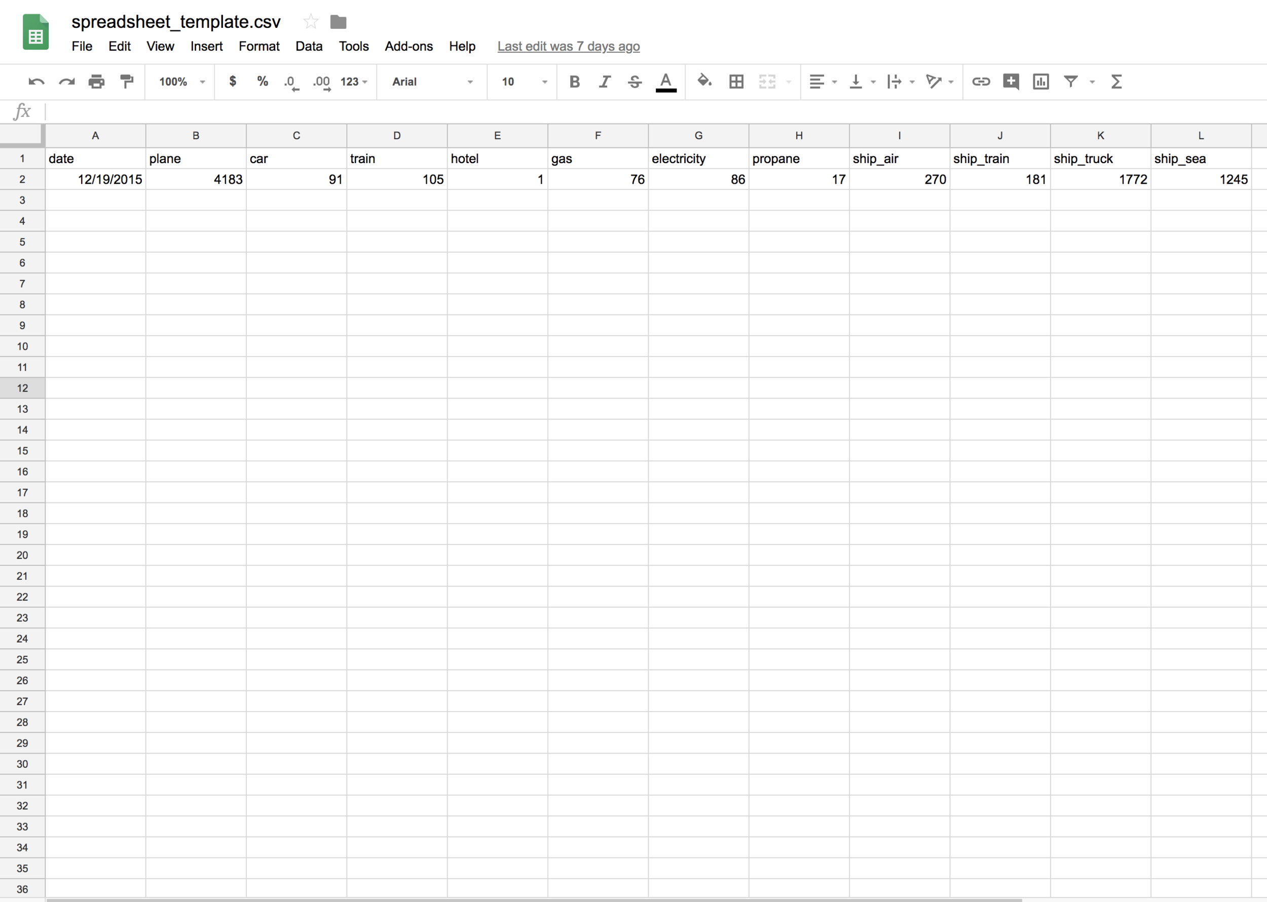 Old Spreadsheet Template