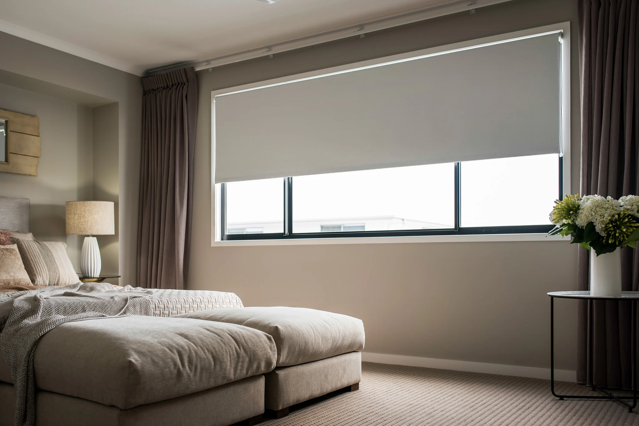 Roller Blind + Curtains