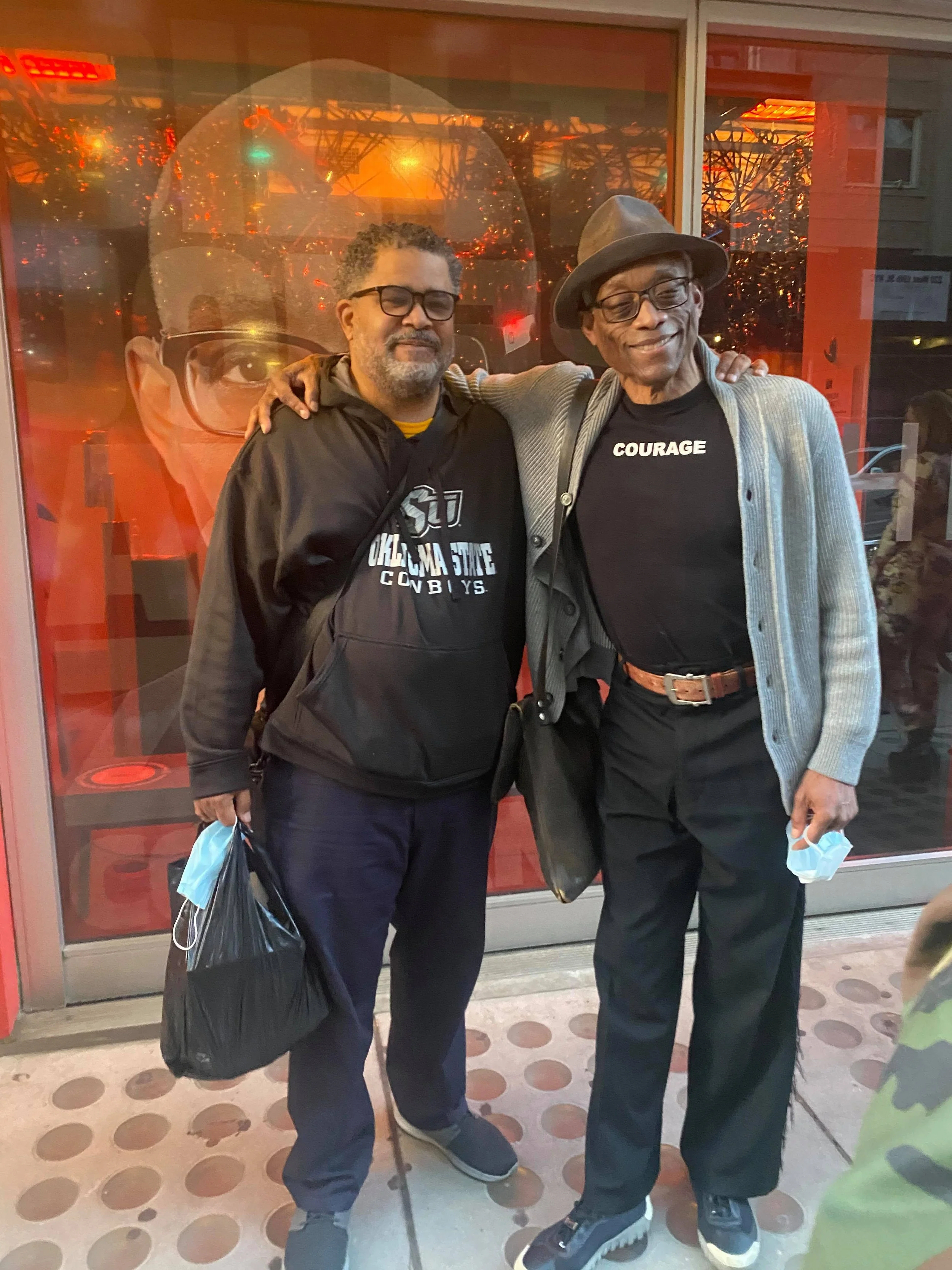 Dr. Reynaldo Anderson and Bill T Jones in front of NY LIVE ARTS building