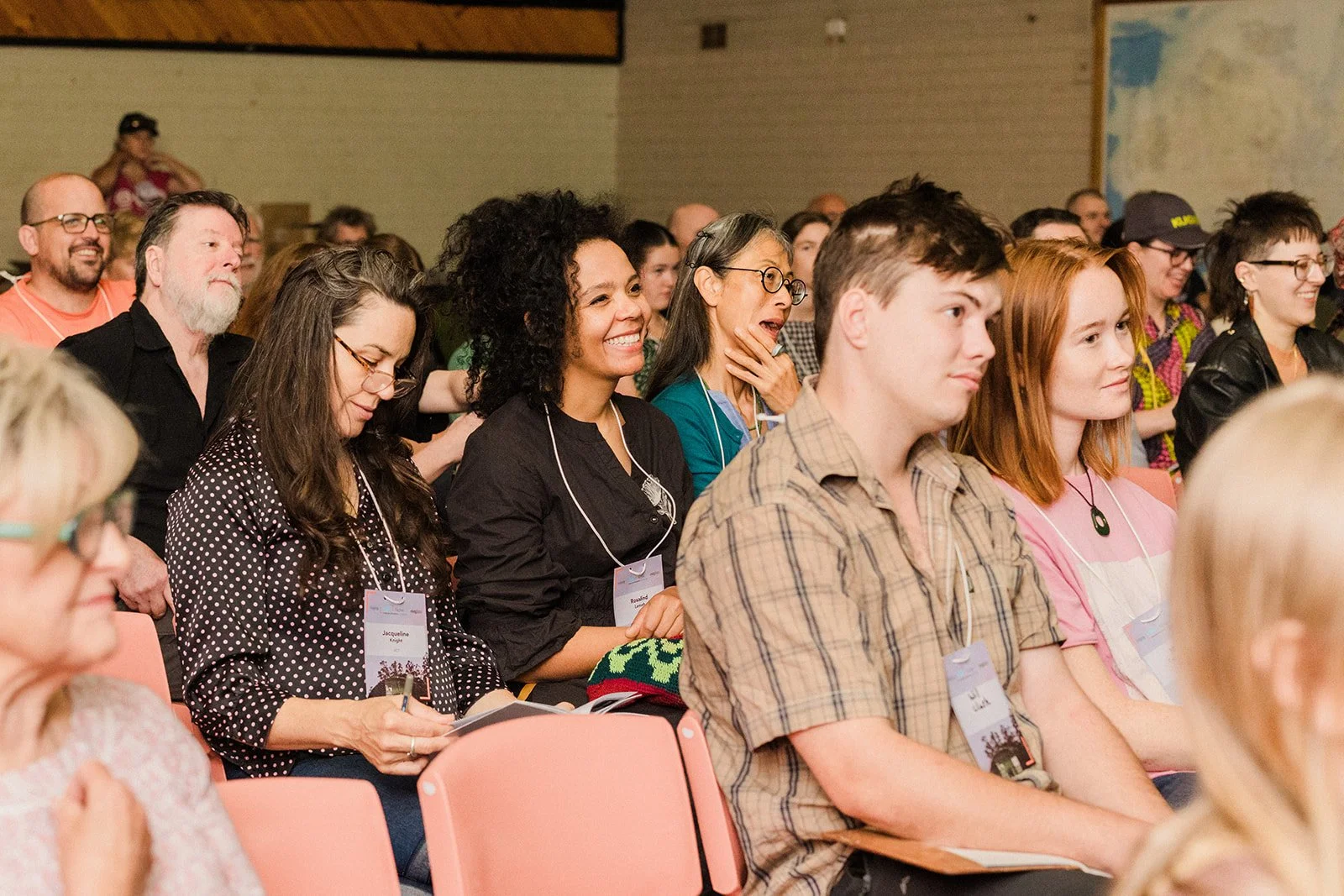 Today we are looking back at day one of the Ausglass conference. Specifically at some of the amazing keynote speeches and lectures we had. 

Image 1: Attendees listening intently. 
Image 2: Fiona Hall - Keynote speaker. 
Image 3: Ursula Halpin - Memo