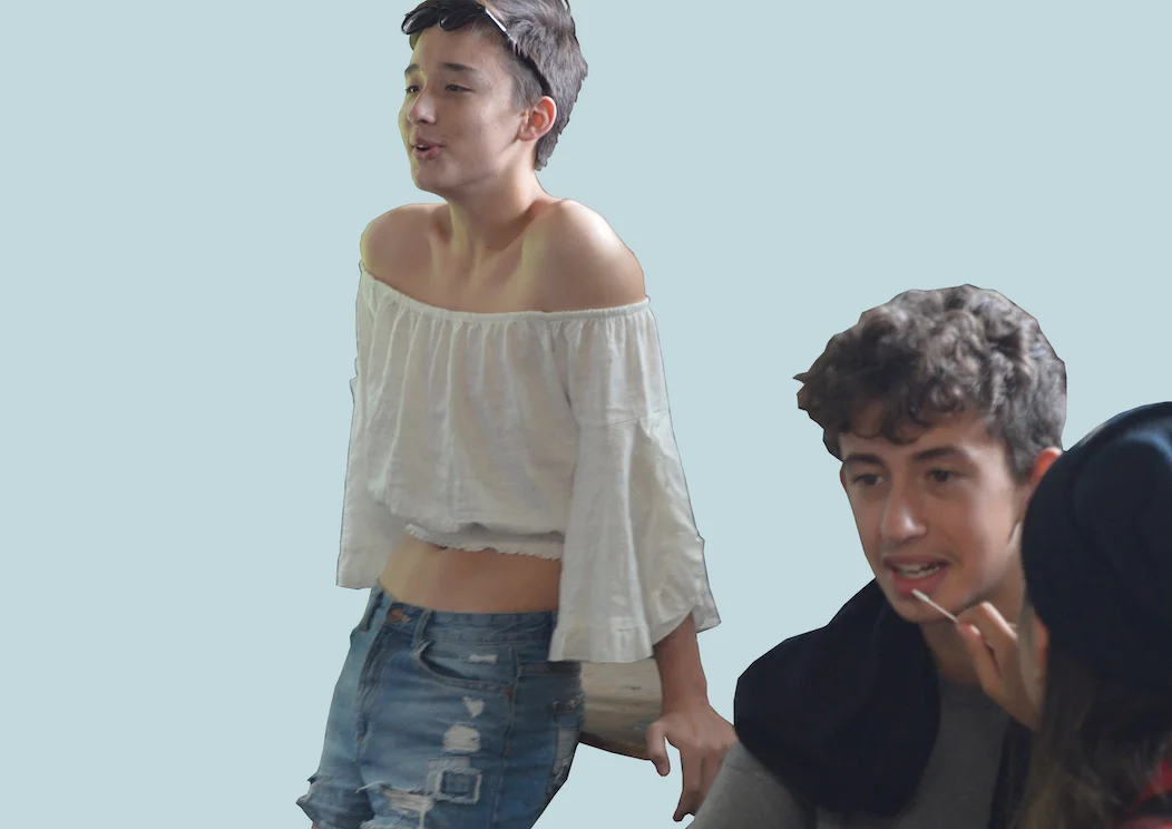 The student artwork created from this exploration involved dressing up in different genders.