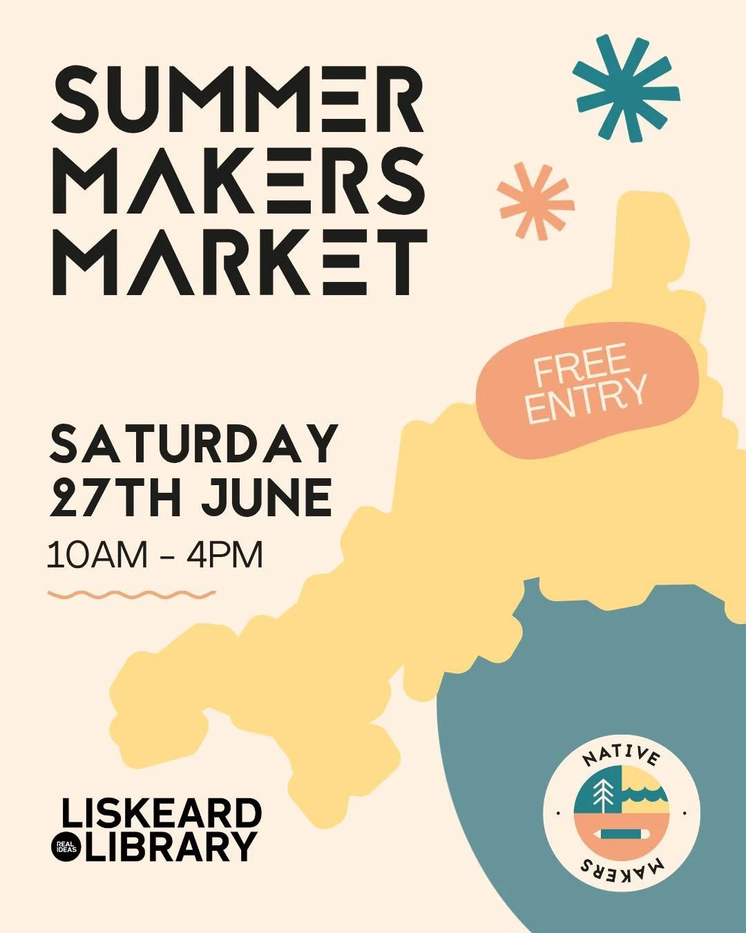 ☀️ Summer Makers Market is coming to @theliskeardlibrary! ☀️

📍 Liskeard Library
🗓 Saturday 27th June
⏰ 10am - 4pm

Join us for a feel‑good summer celebration of creativity, community and independent makers at the beautiful Liskeard Library! ✨

Wit