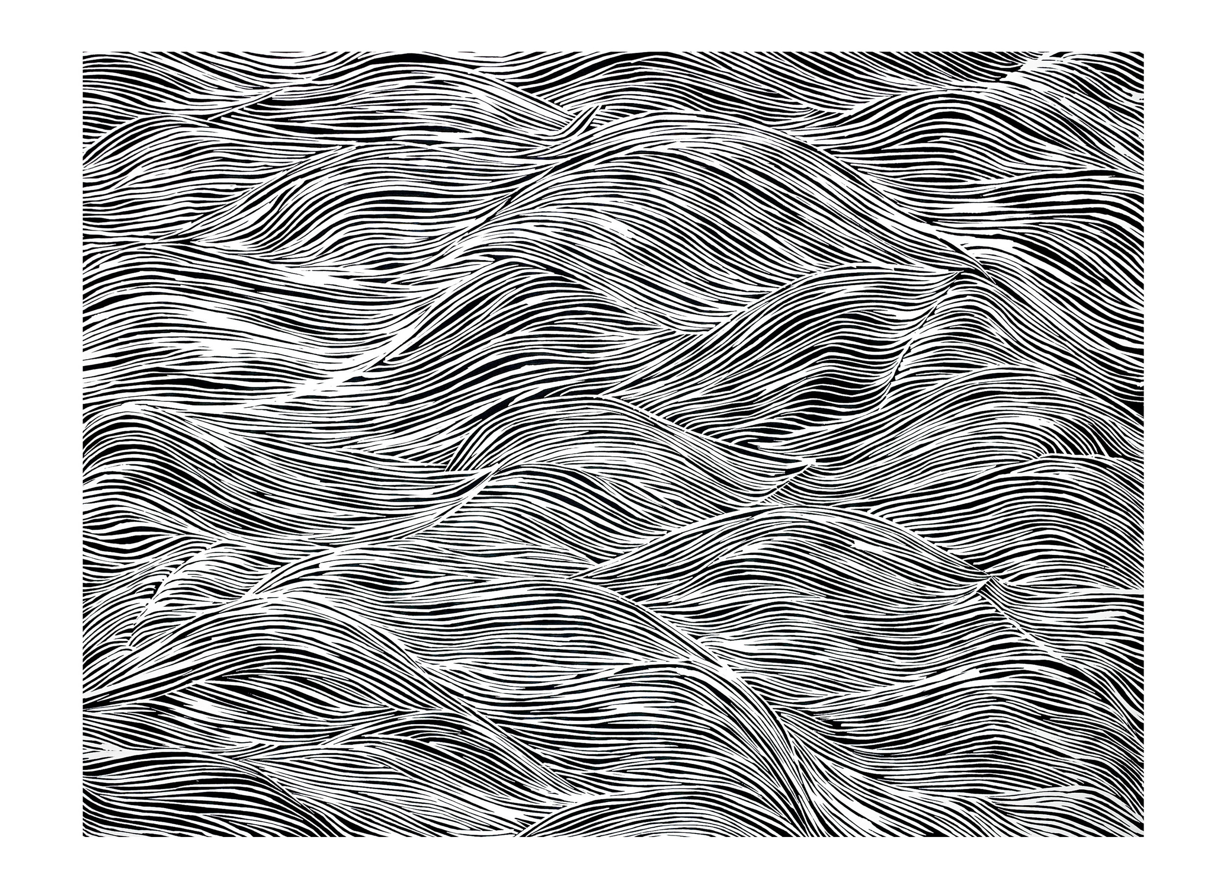   Water Flow,  2018,   linocut   on Magnani Pescia paper, 75.5cm x 55.5cm 