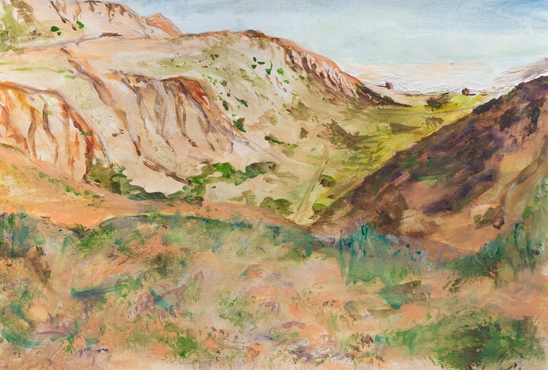   Maslin Beach. Cliffs,  watercolour, image size 36.6cm x 24.5cm 