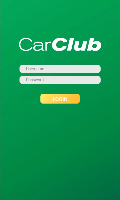Car Club App Mock up -Login Page