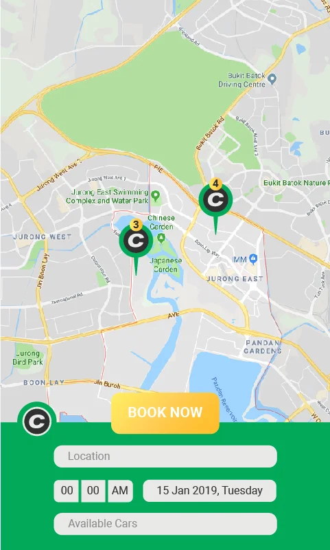 Car Club App Mock up -Main Page