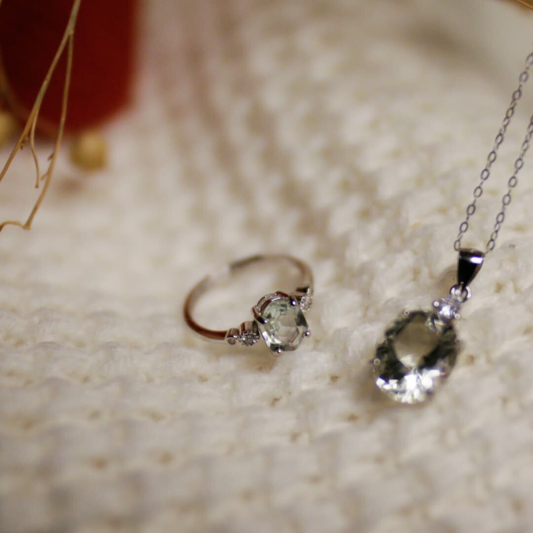 Prasiolites are said to strengthen the soul and heart, that's why Prasiolite necklaces are popular and sought after ✨ #simpleensemble

&bull; Prasiolite Hexagon ring at $32
&bull; Prasiolite necklace at $35
&bull; Get this Simple Emsemble Christmas s