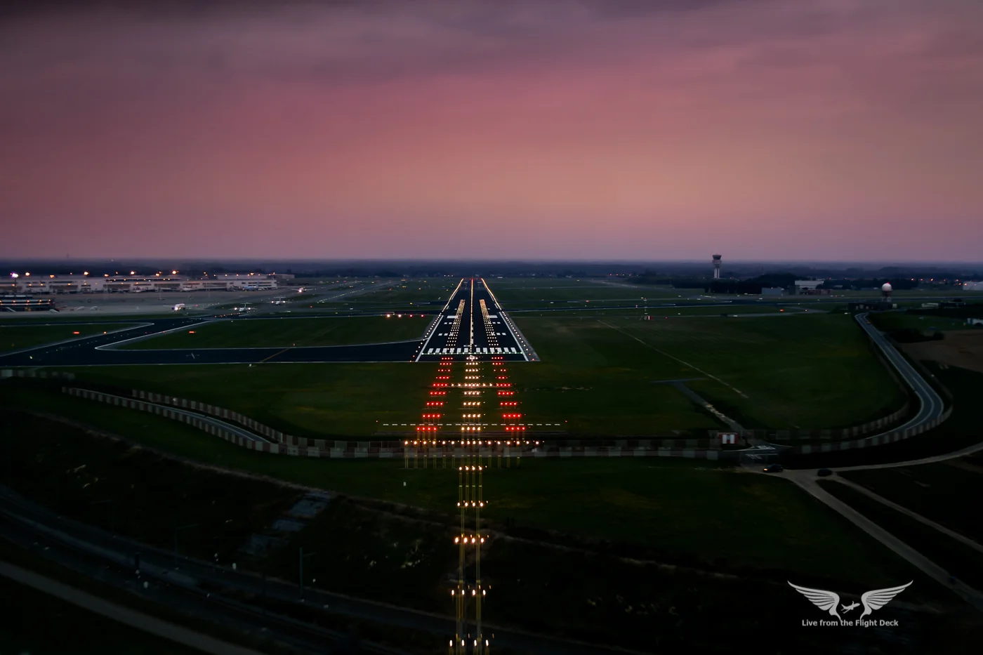 The above photograph shows what a pilot sees when on finals to land.