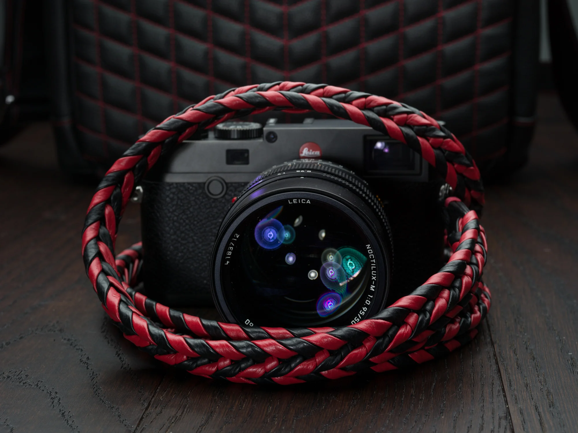 Vi Vante Ultime Phoenix Red  Black Braided Leather Camera Strap