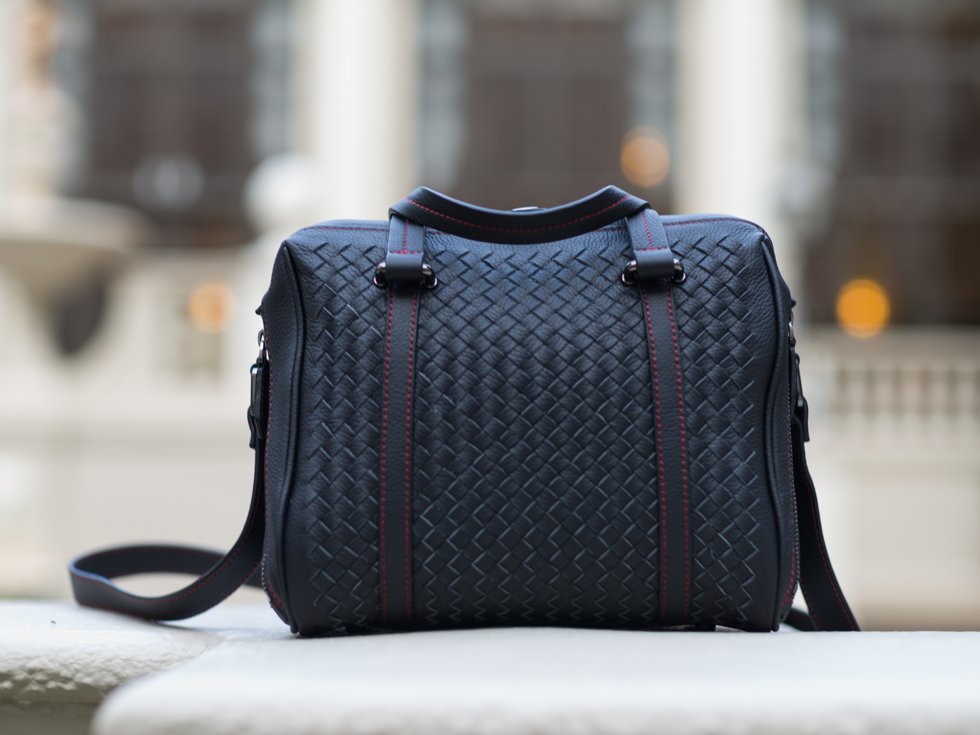 Hand woven leather designer luxury camera bag for leica
