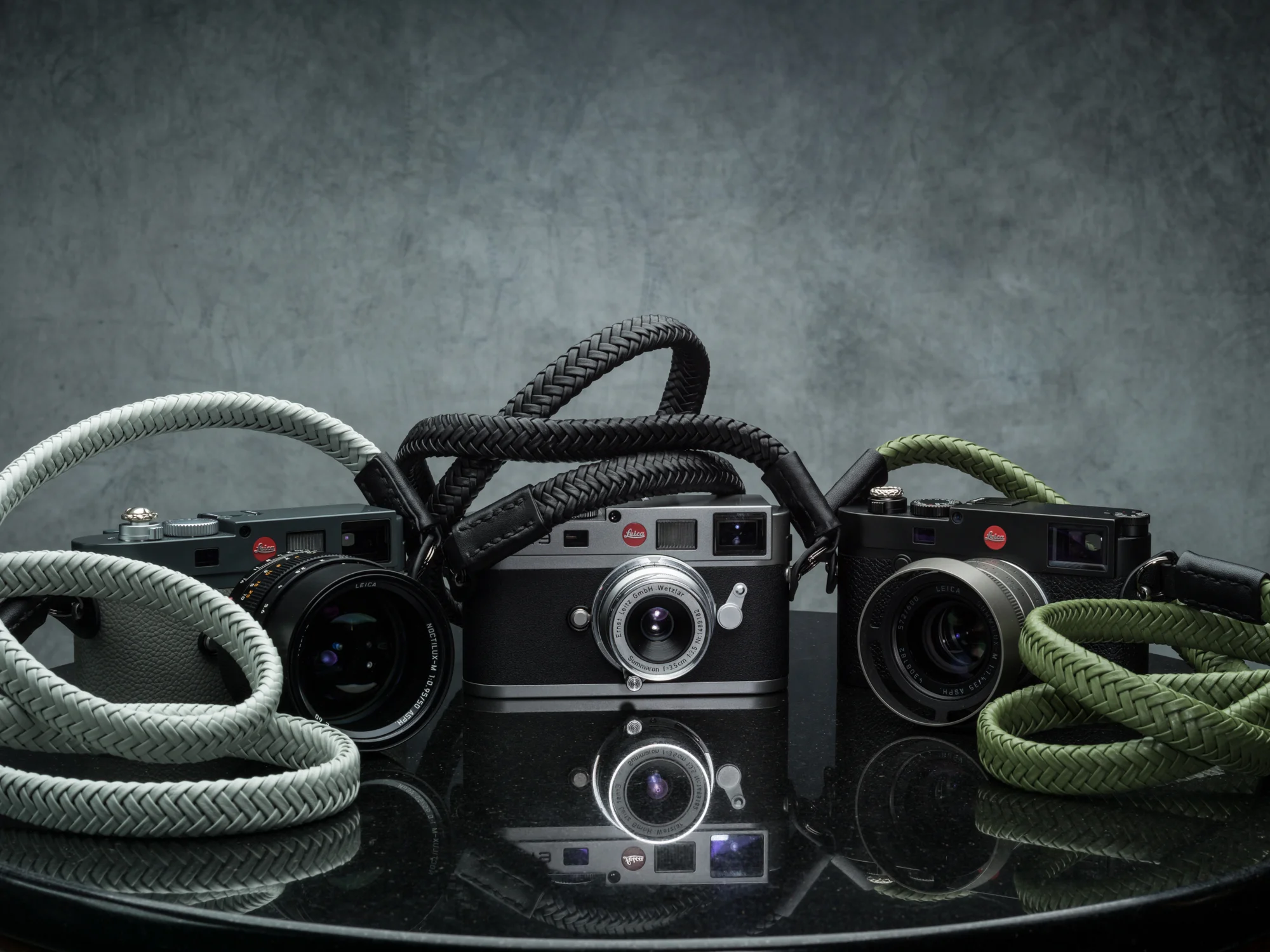 Limited Edition Leather Braided Camera Strap Safari and Polar Gray Matadors for Leica