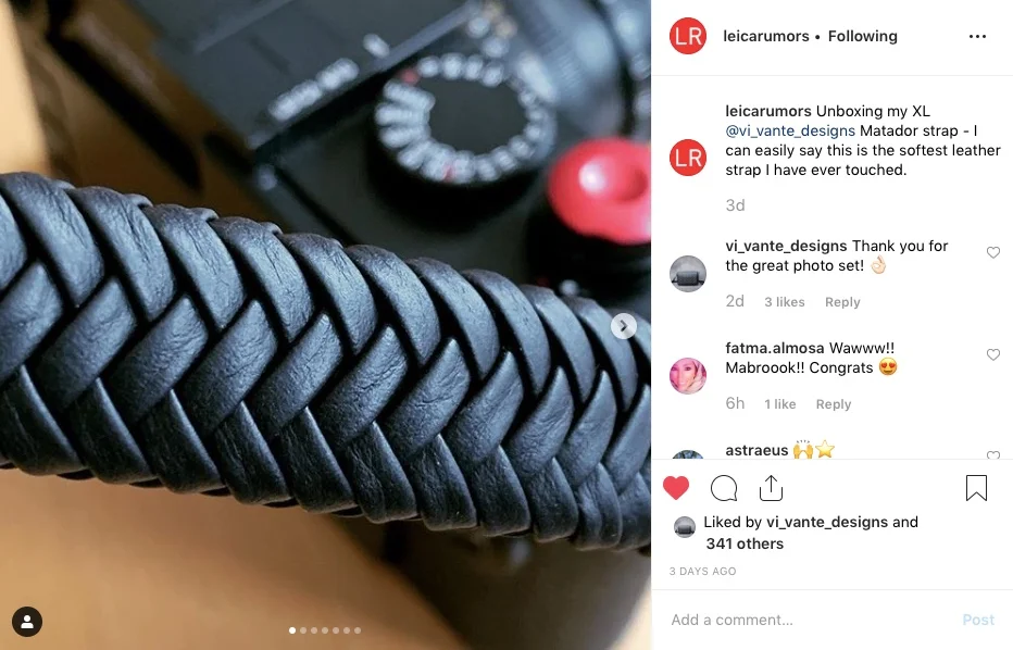 "This is the Softest Leather Camera Strap I have Ever Touched," Leica Rumors on the Matador Noir