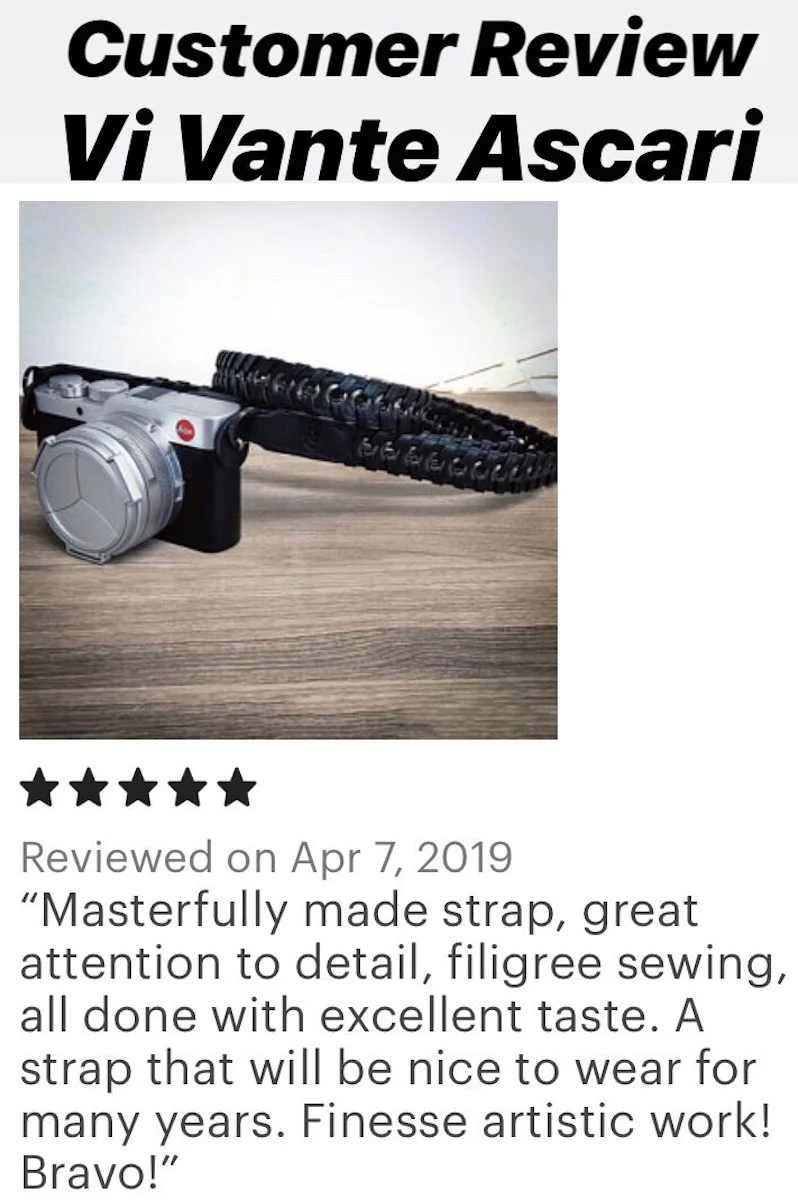 Vi Vante Ascari Blackout Leather Camera Strap Reviewed on Leica DLUX