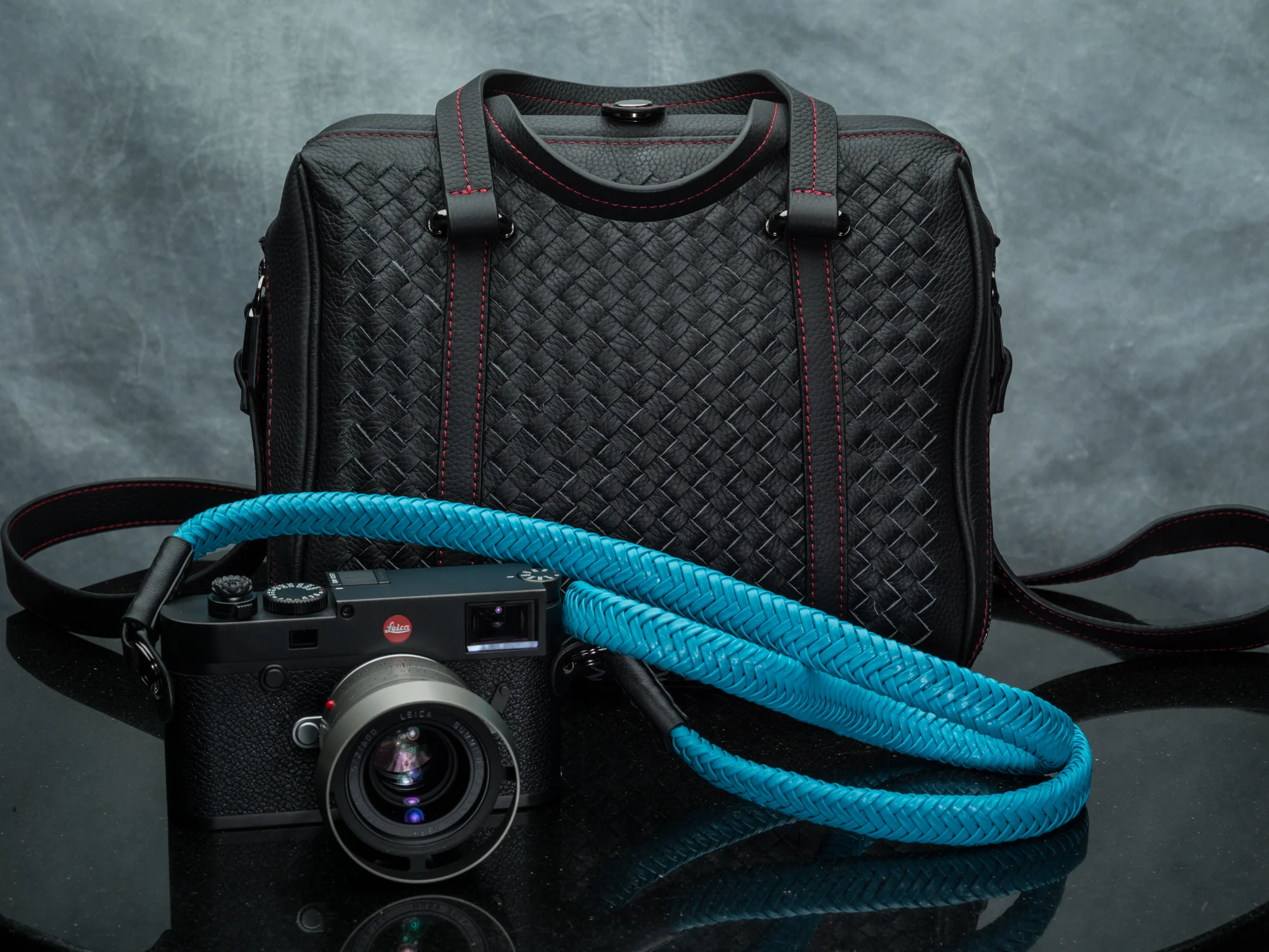 Miami Blue Matador Leather Camera Strap Calibre camera bag.jpg