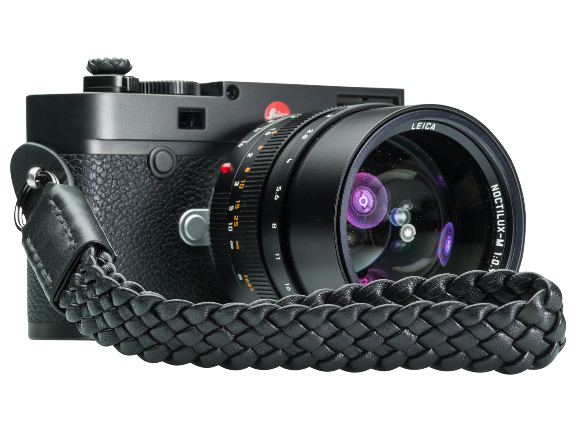 Lambskin Braided Camera Wrist Strap Luxury Black