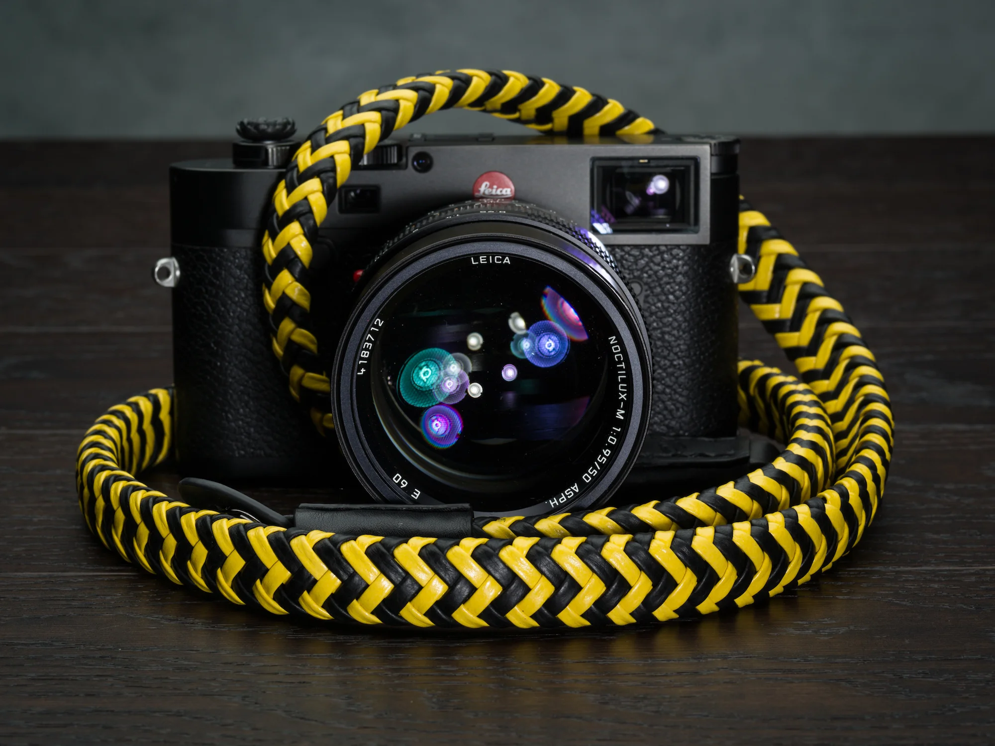 Vi Vante Matador "Batman" Yellow and Black Braided Leather Camera Strap