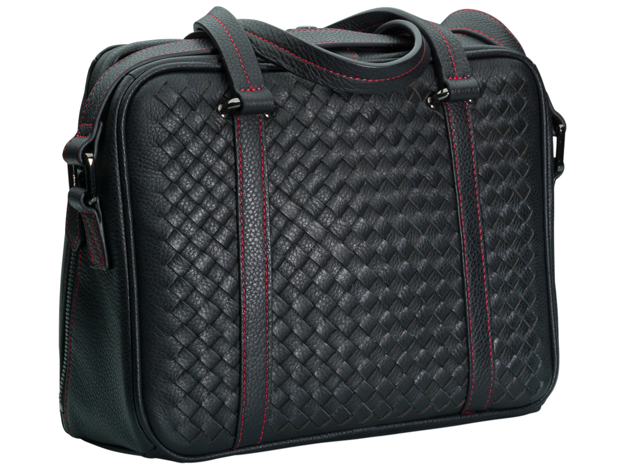 hand woven leather camera bag