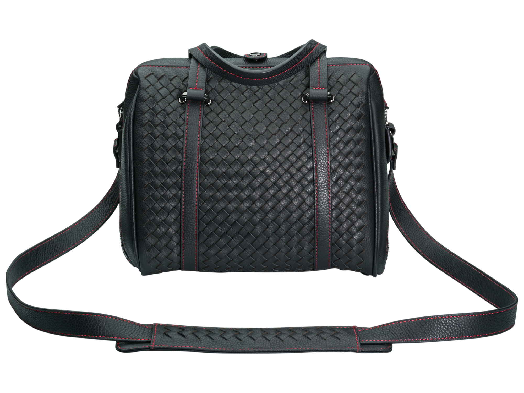 hand woven leather camera bag