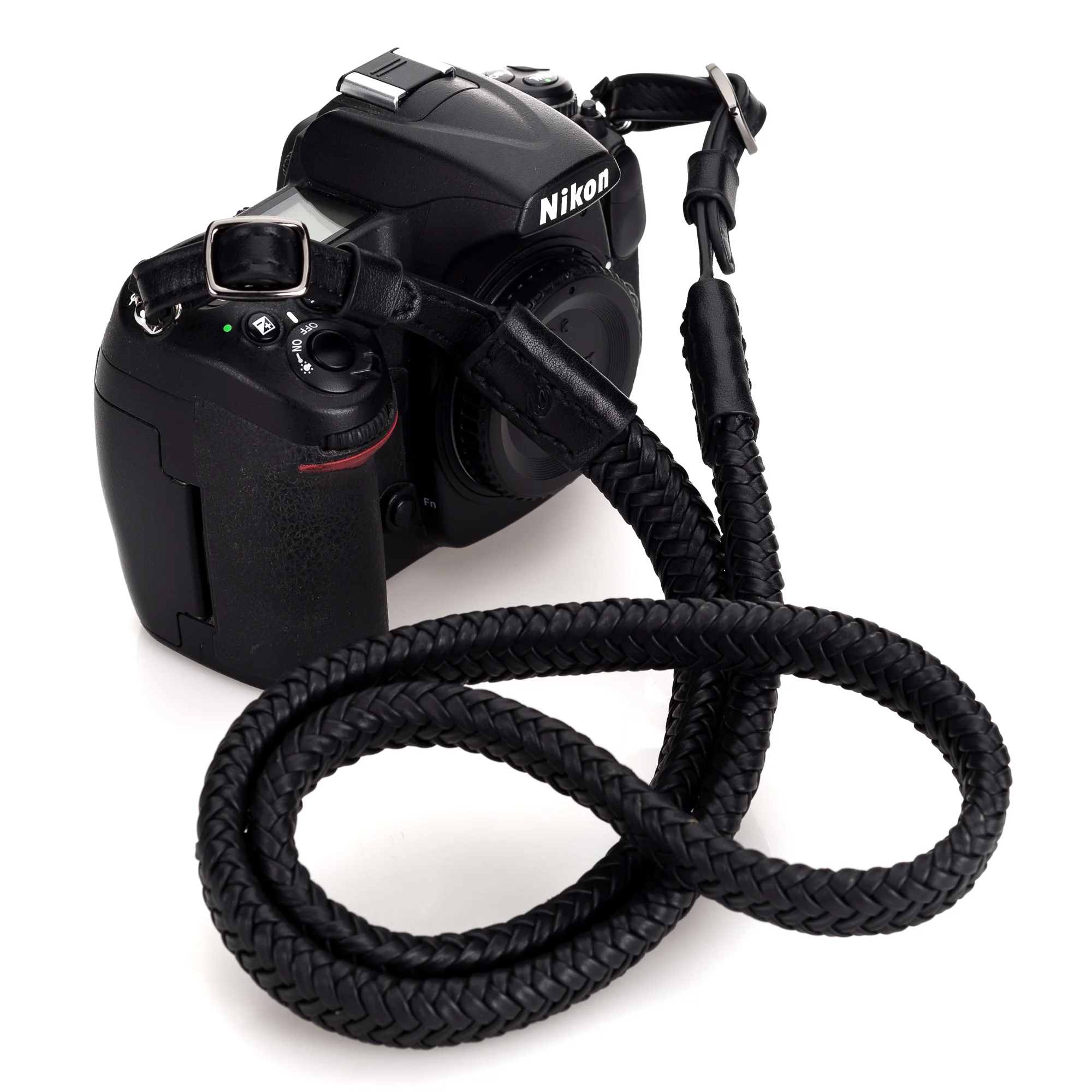 Black Braided Leather Camera Strap for Slotted Strap Mounts Adjustable The Vi Vante Matador Noir SL R