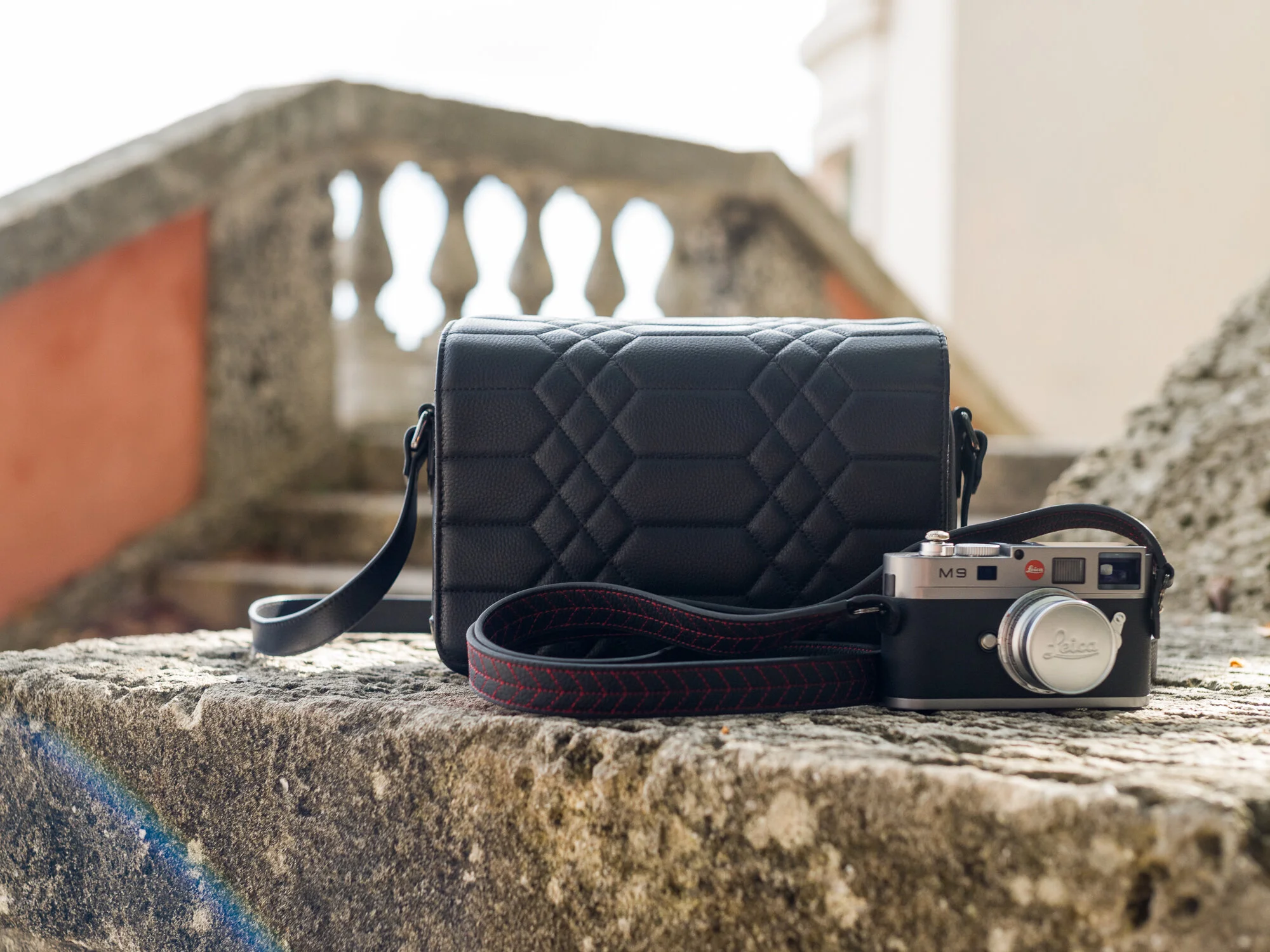 Leather Camera Strap Classic quilted