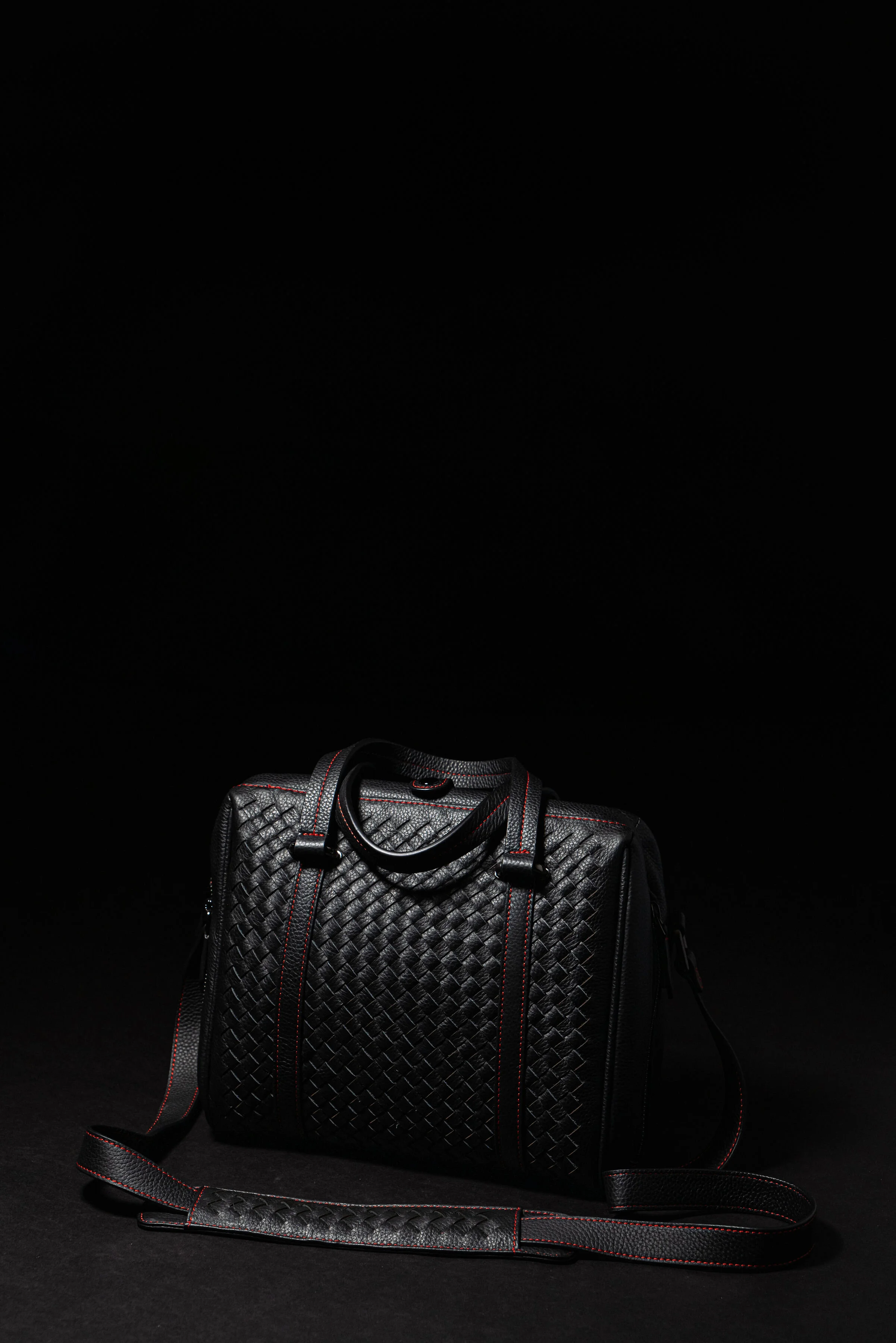 hand woven leather camera bag