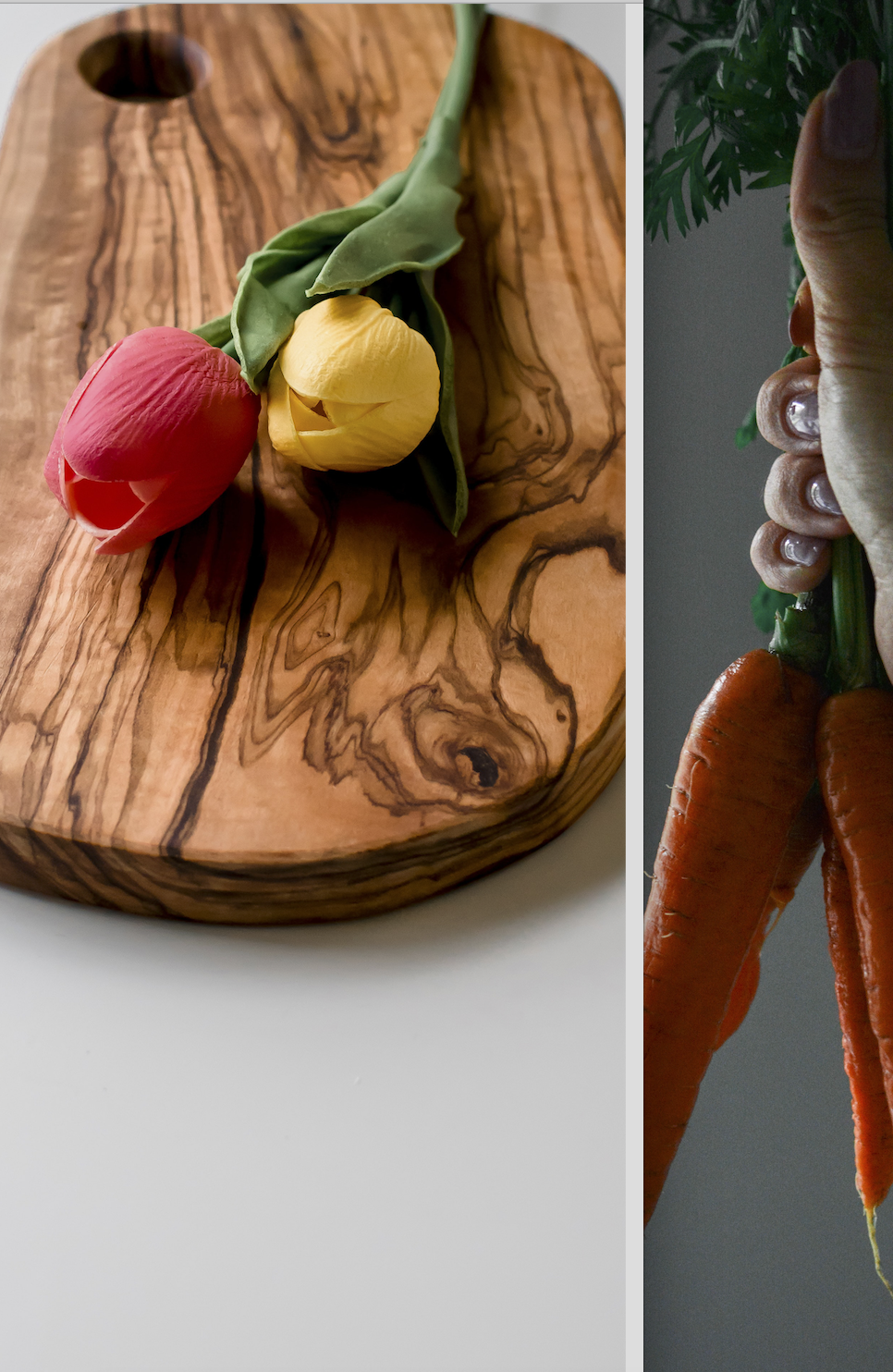 Don’t hold a flower when cutting carrots!