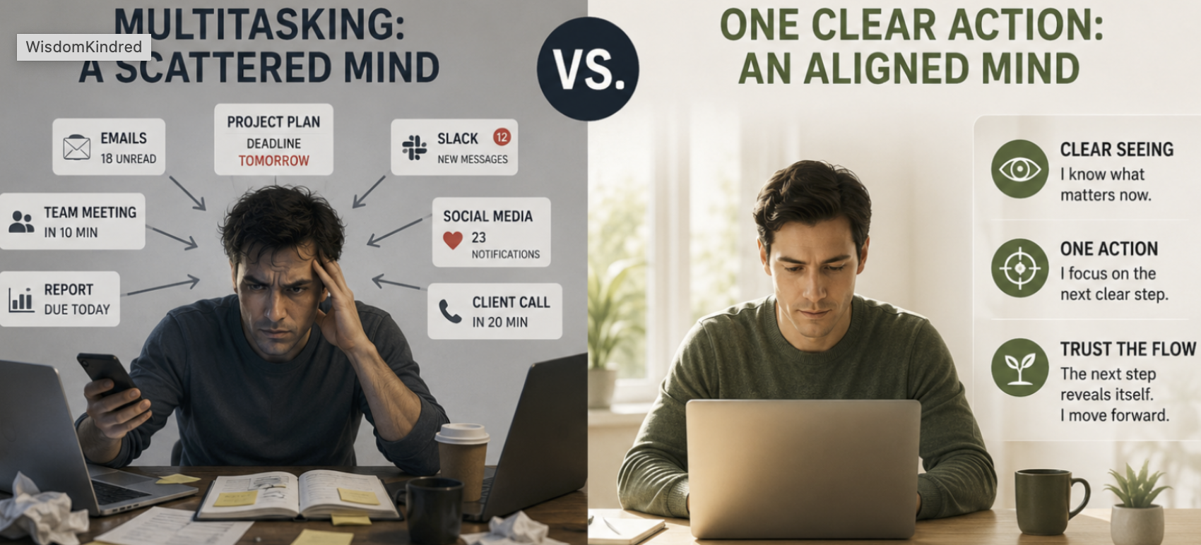One Clear Action vs. Multitasking: Two Different Minds