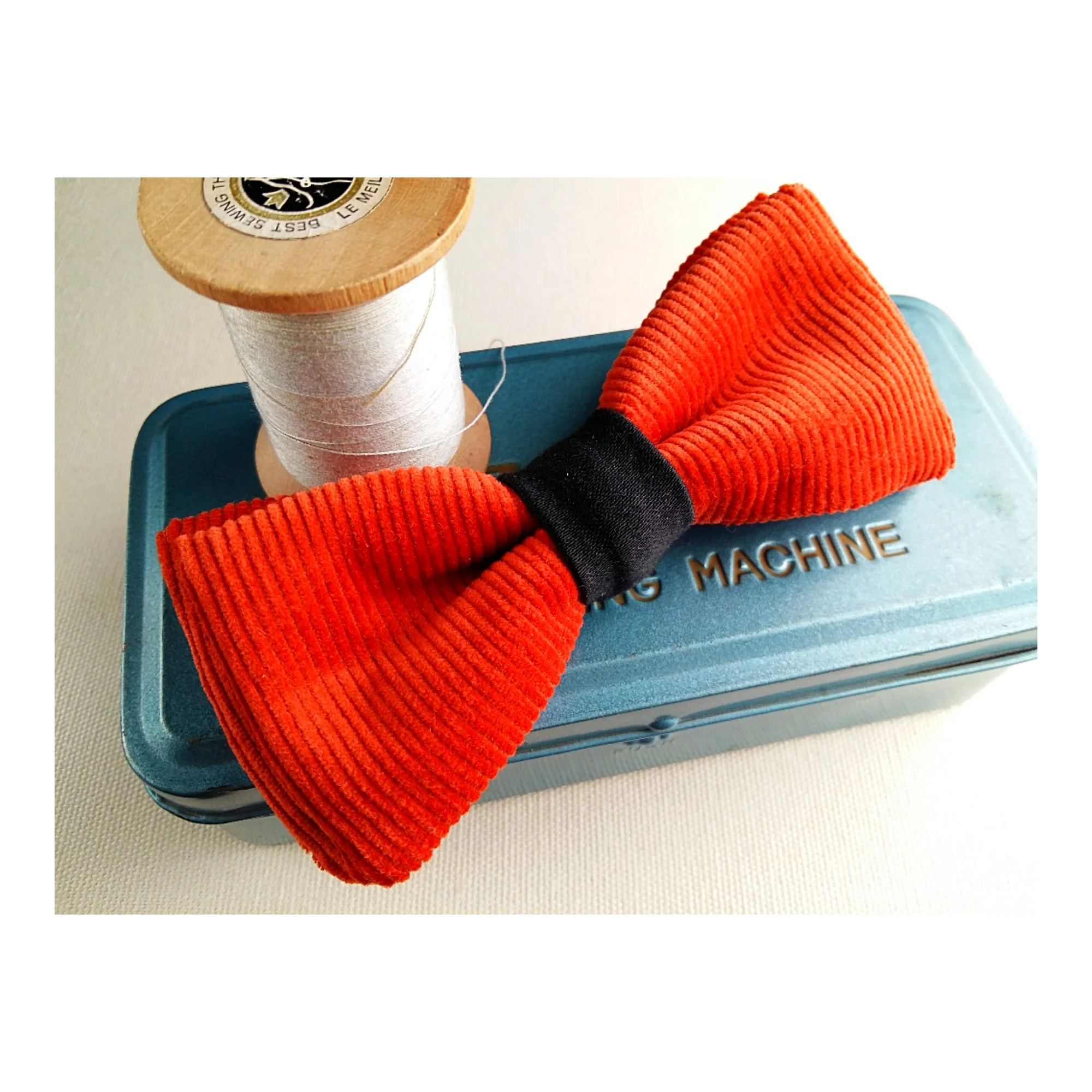 Noeud papillon orange, velours cotelé ensemble complet rose de mai montréal vignette.jpg