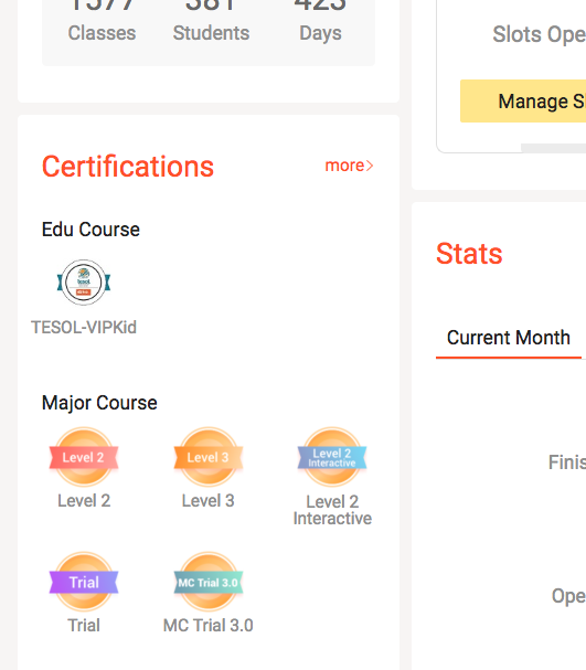 Your certifications will look like this in your portal.