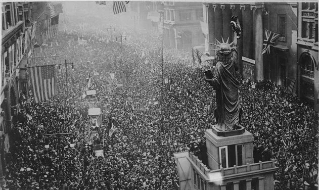 This monstrous victory celebration took place on Broad Street in Philadelphia after Armistice was declared. Photo courtesy of U.S. National Archives and Records Administration, Public Domain, https://commons.wikimedia.org/w/index.php?curid=15999048