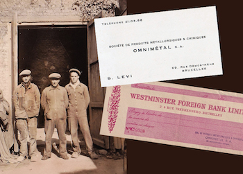 Workers in Sali’s small factory in Brussels - where he could still earn a living. His metal and chemicals company was called OMNIMETAL.