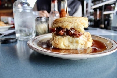 I stole this picture from yelp because I eat my biscuits too fast to take a picture- they are THAT GOOD. Via: Denver biscuit co