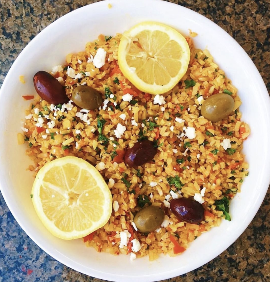 Turmeric Mediterranean Cauliflower Rice