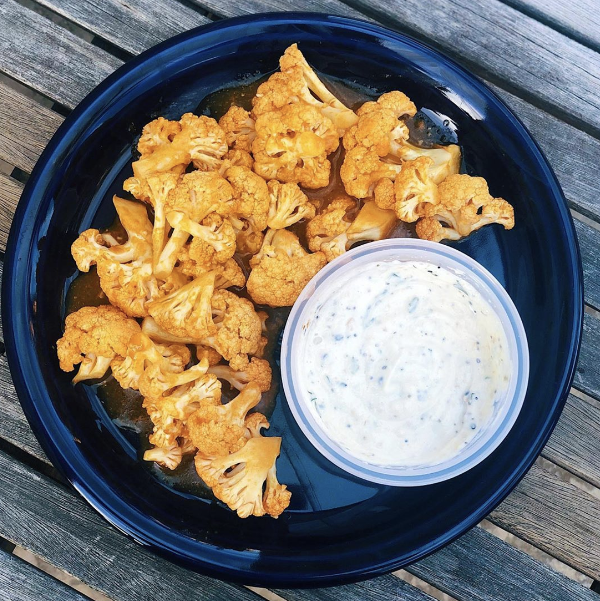 Football Season just got Healthier! Buffalo Cauliflower with Greek Yogurt Ranch