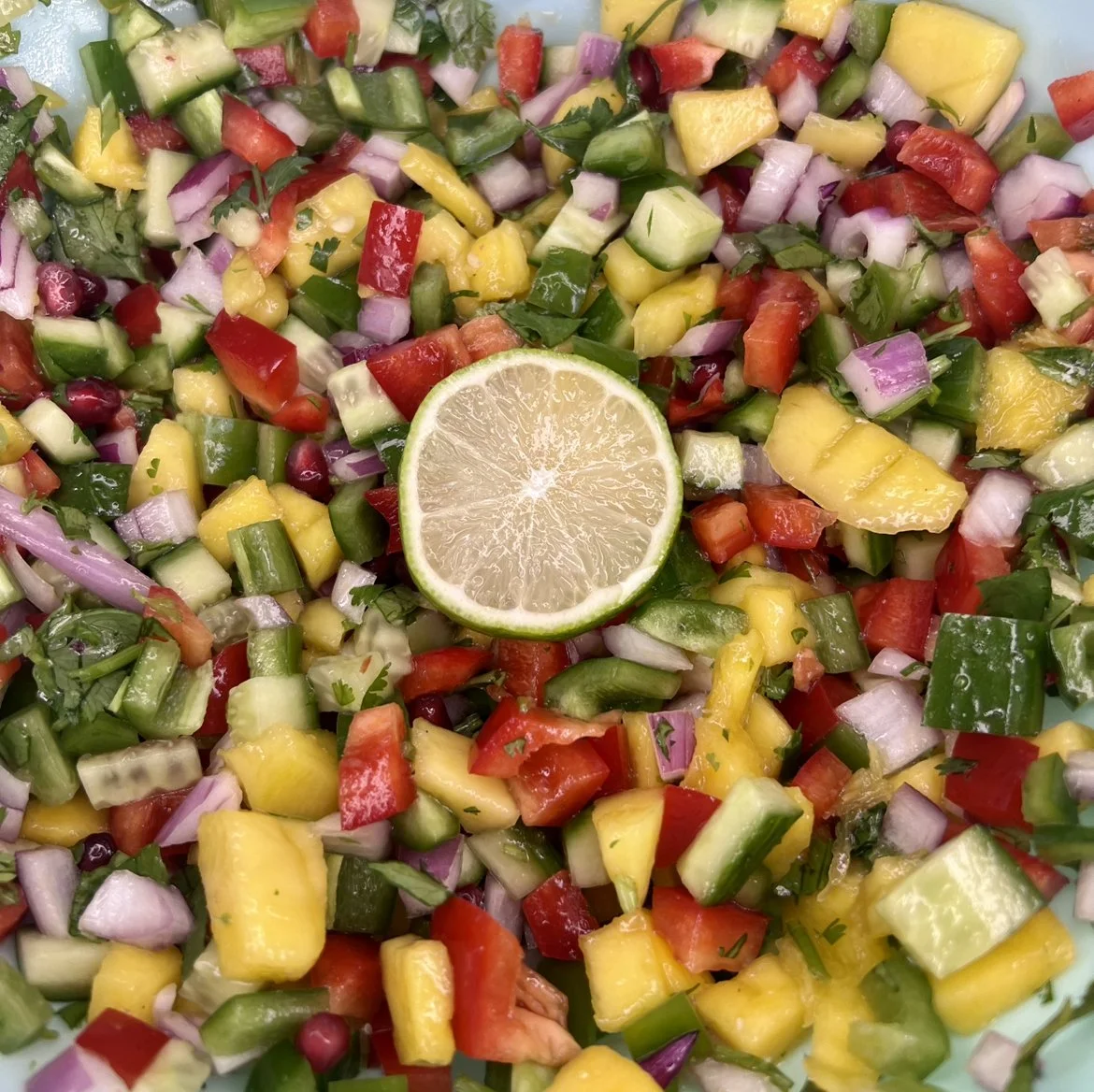 Spicy Mango Pomegranate Cucumber Salsa