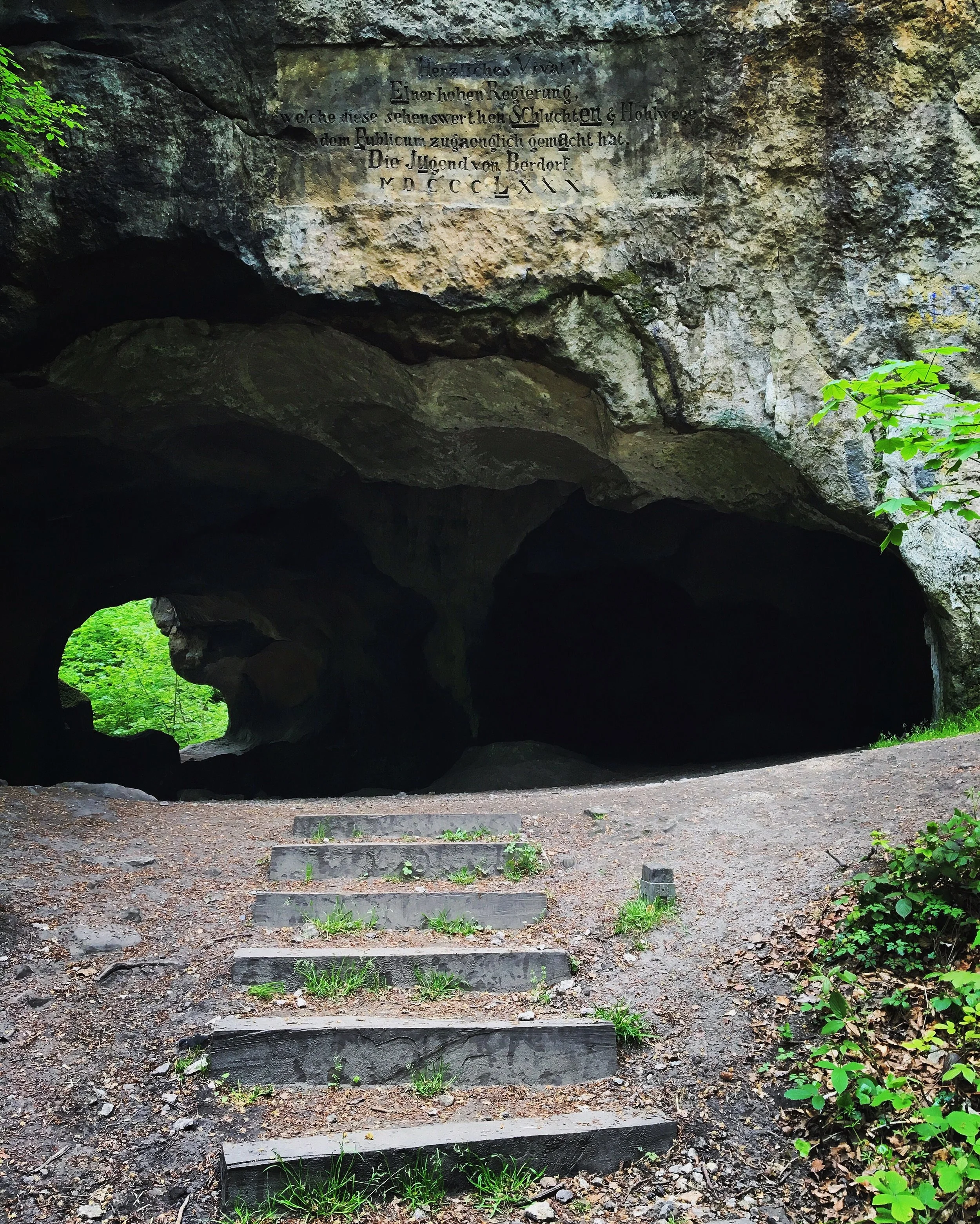 The Hollhay Caves with the Elfic inscription...