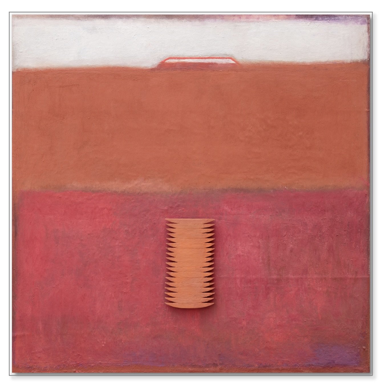 150×155cm oil-pigments -ash on canvas stuck on wood+ wooden forms, embossed. Vendu . . .