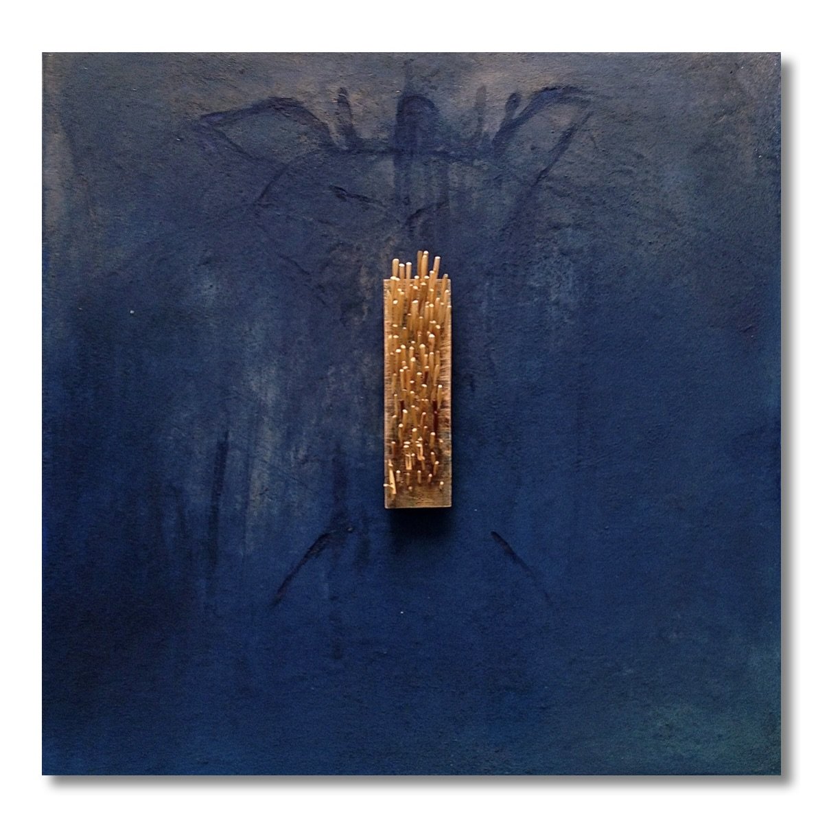 100x100cm (Pigment / ash / cement / chalk / oil) + pieces of wood, ‘‘ 108 chopsticks ‘‘ . cut, drilled and assembled. 2700€ . . . .