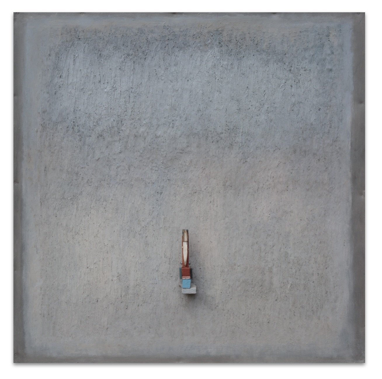 #17 Square 100x100cm (ash / oil / pigment / chalk on canvas)+ wood statuette painted 3000€ . . . .