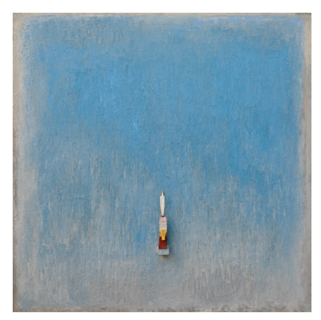 #15 Square 100x100cm (ash / oil / pigment / chalk on canvas)+ wood statuette painted 3000€ . . . .
