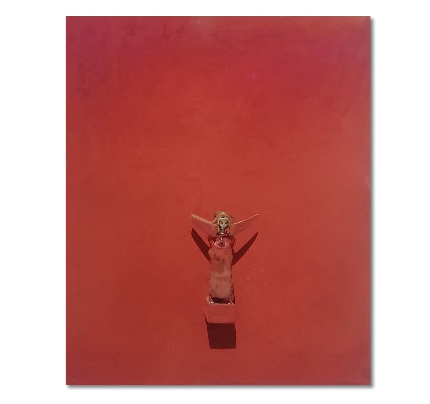 #12 Tablettes 42x50cm (pigment / oil on wood) + wooden statuette (wood / fabric / paint / fil) . . . . .