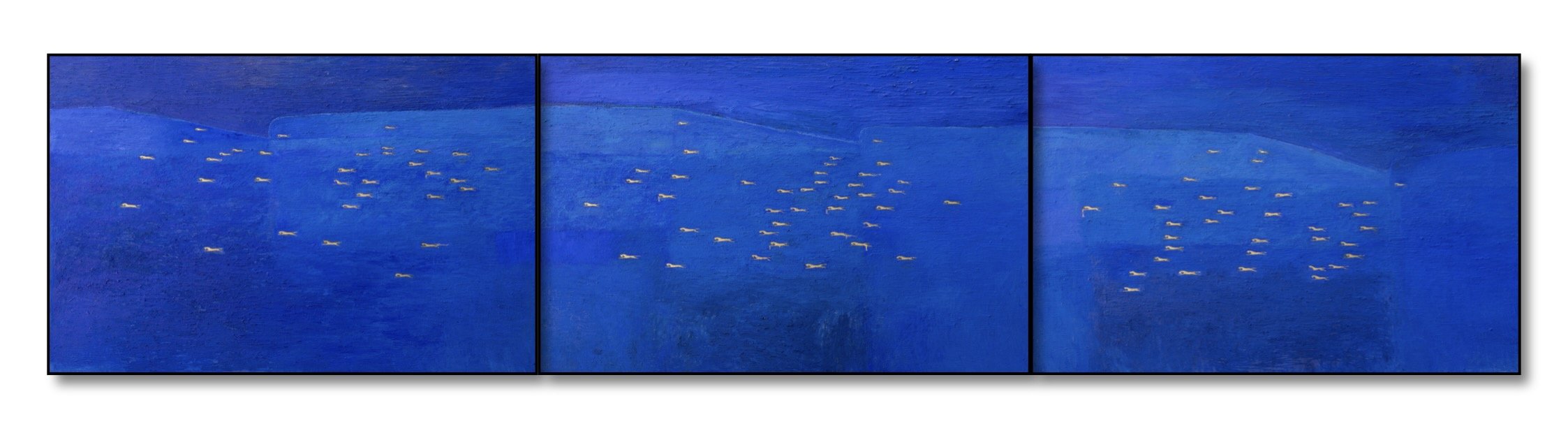 Tryptique 180x700 Huile, cendre, pigment sur trois toiles encollées sur bois. . . . . . .
