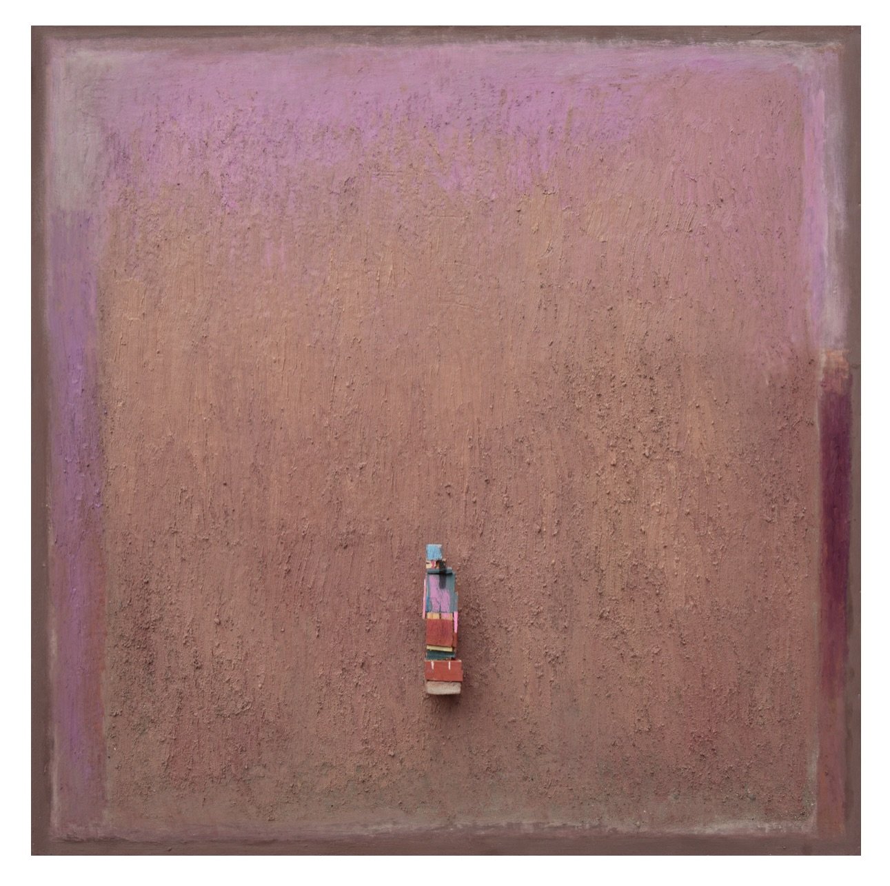 #22 Square 100x100cm (ash / oil / pigment / chalk on canvas)+ wood statuette painted 3000€ . . . .