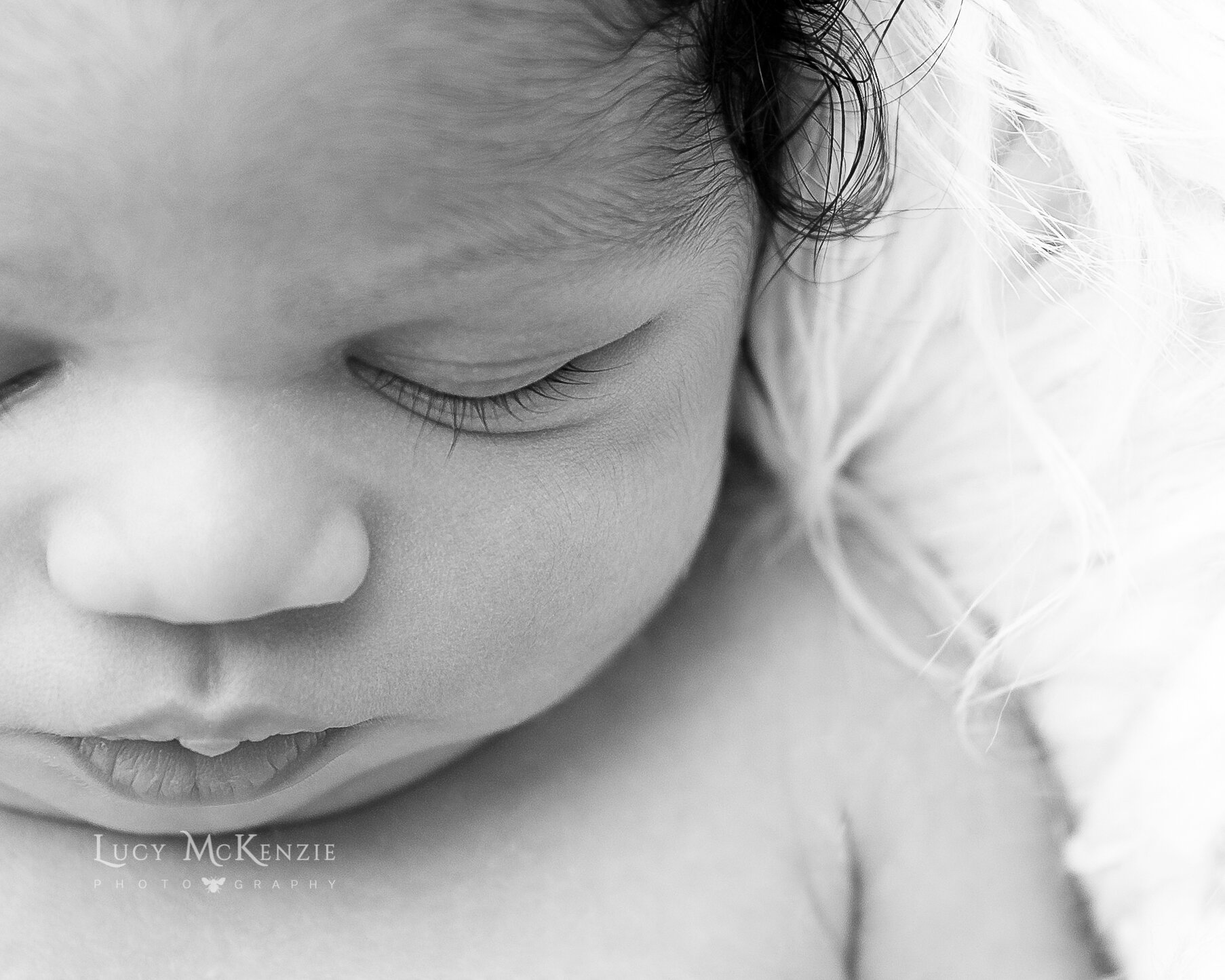 black and white newborn baby photography 